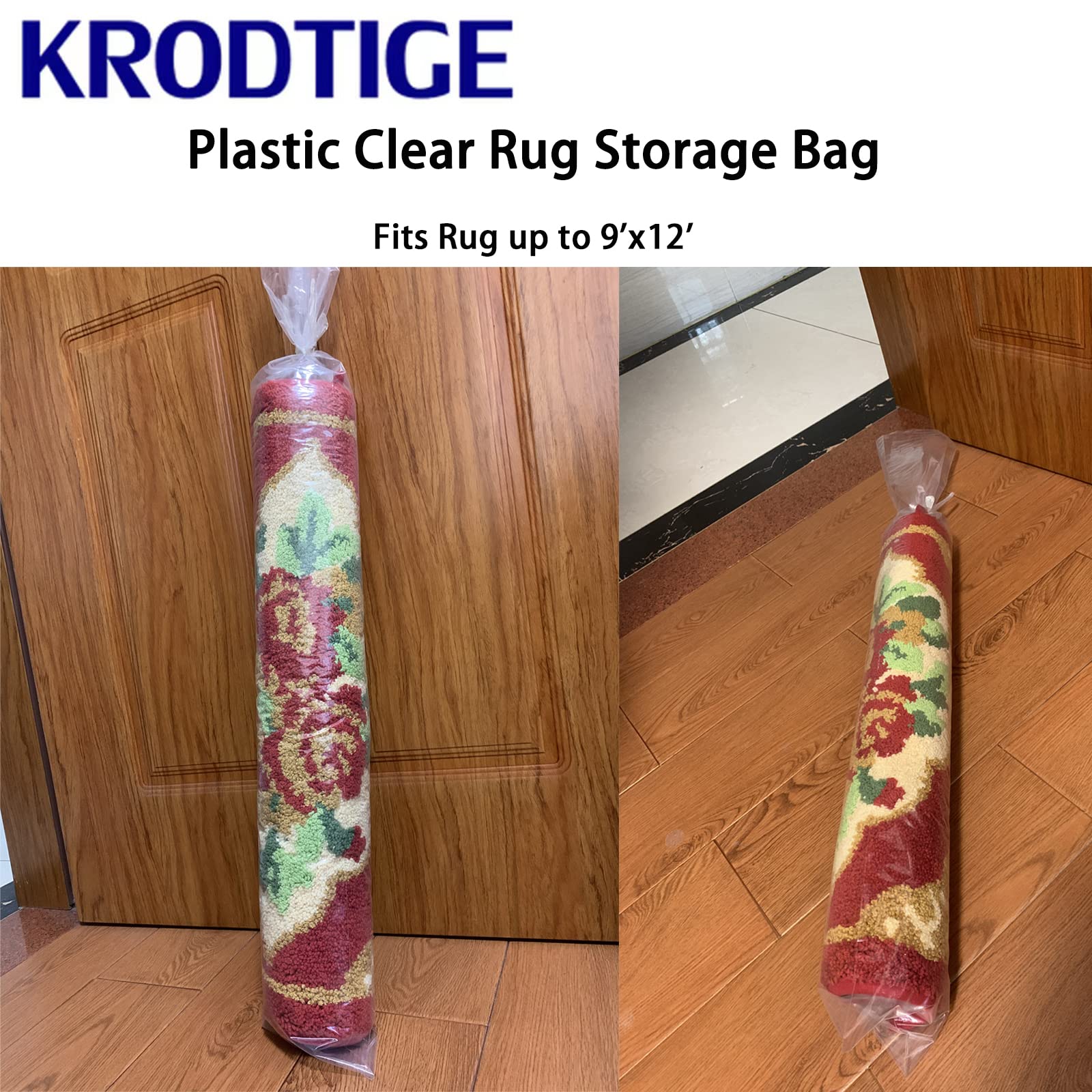 4 Pcs Rug Storage Bag,Fits Rug Up To 9'X12',4.5 Mil Heavy Duty Carpet Storage Bag Reusable Bag,With 10 Pcs Ties,Ideal For Carpet