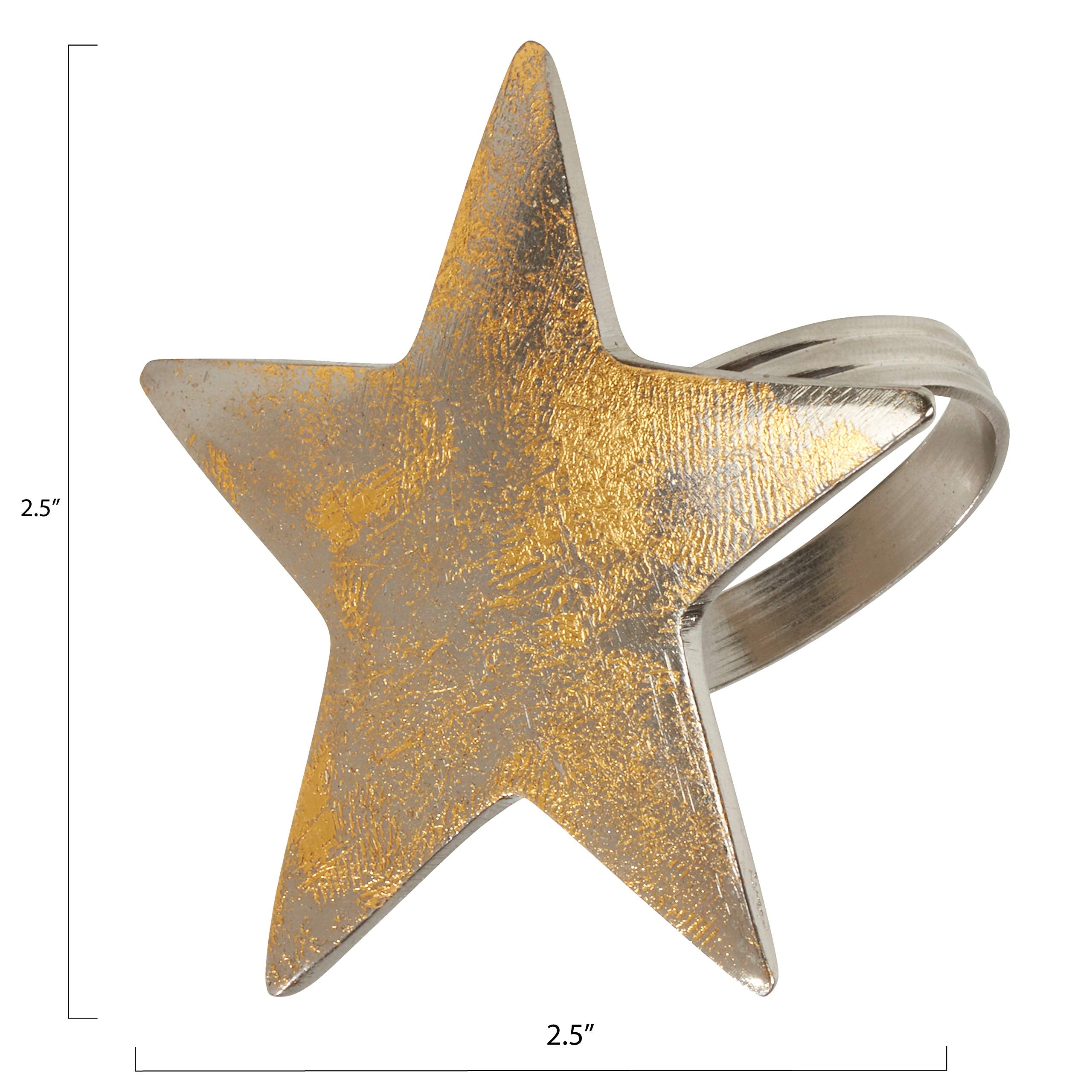 Gold Texture Star Napkin Rings (Set Of 4)