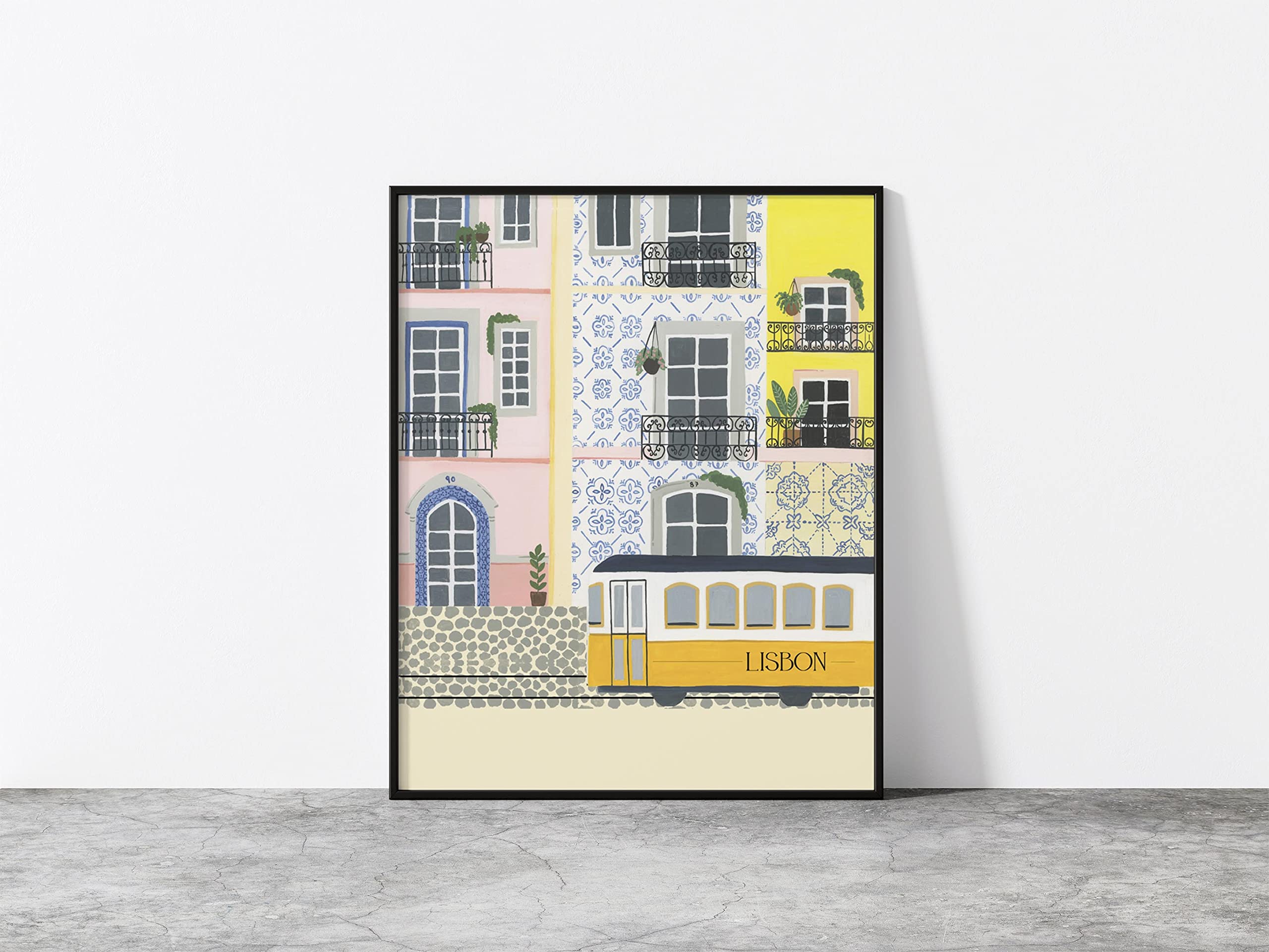 The Spring Palette | Lisbon - Travel Inspired Modern Wall Painting | Modern Art Painting For Living Room Bed Room And Office | 1