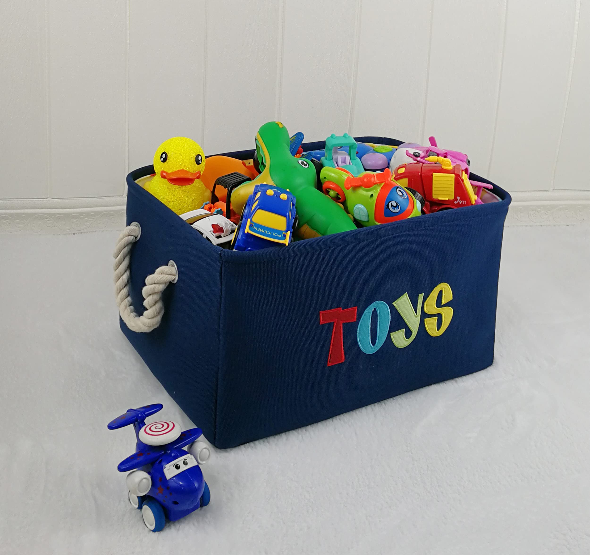 MAIZMZ Toy Box Chest Boy Storage Basket Collapsible Rectangular Organizer Bin for Home/Dorm/Kitchen/Pet/Office/Closet/Shelf/Gift Baskets(Navy toys)