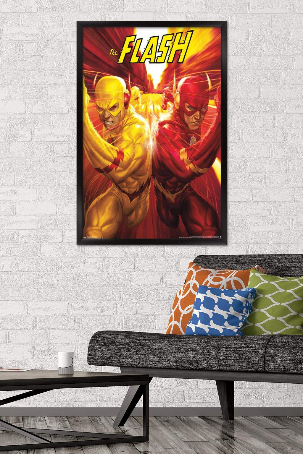 Trends International Dc Comics - The Flash And The Reverse Flash - Race Wall Poster, 22.375'' X 34'', Black Framed Version