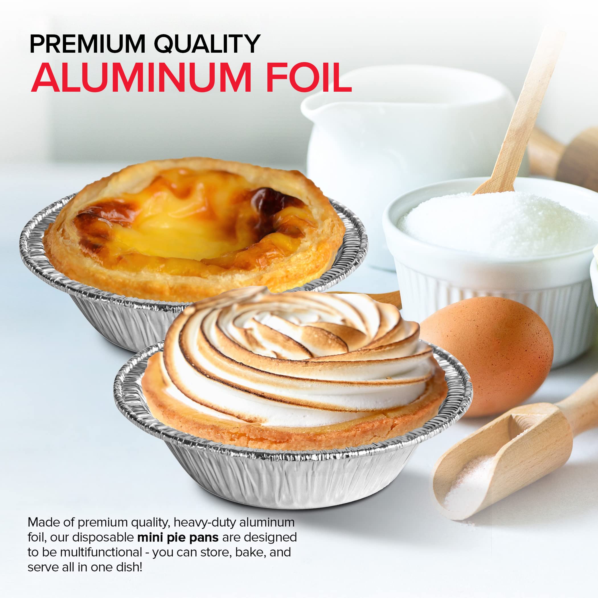 Stock Your Home 3 Inch Aluminum Foil Pie Pans (50 Count) Disposable & Recyclable Mini Pie Pans, Small Pie Tin For Baking, Cafes,