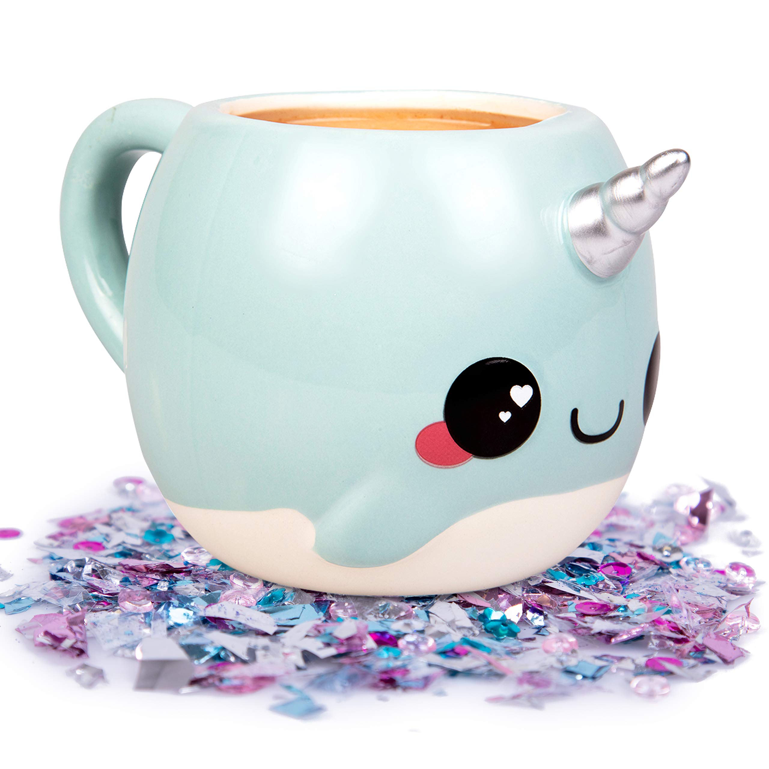 Blue Narwhal Coffee Mug - Cute Unicorn Of The Sea Mug - Great Easter Gift For Kids, Teens & Adults - Ceramic