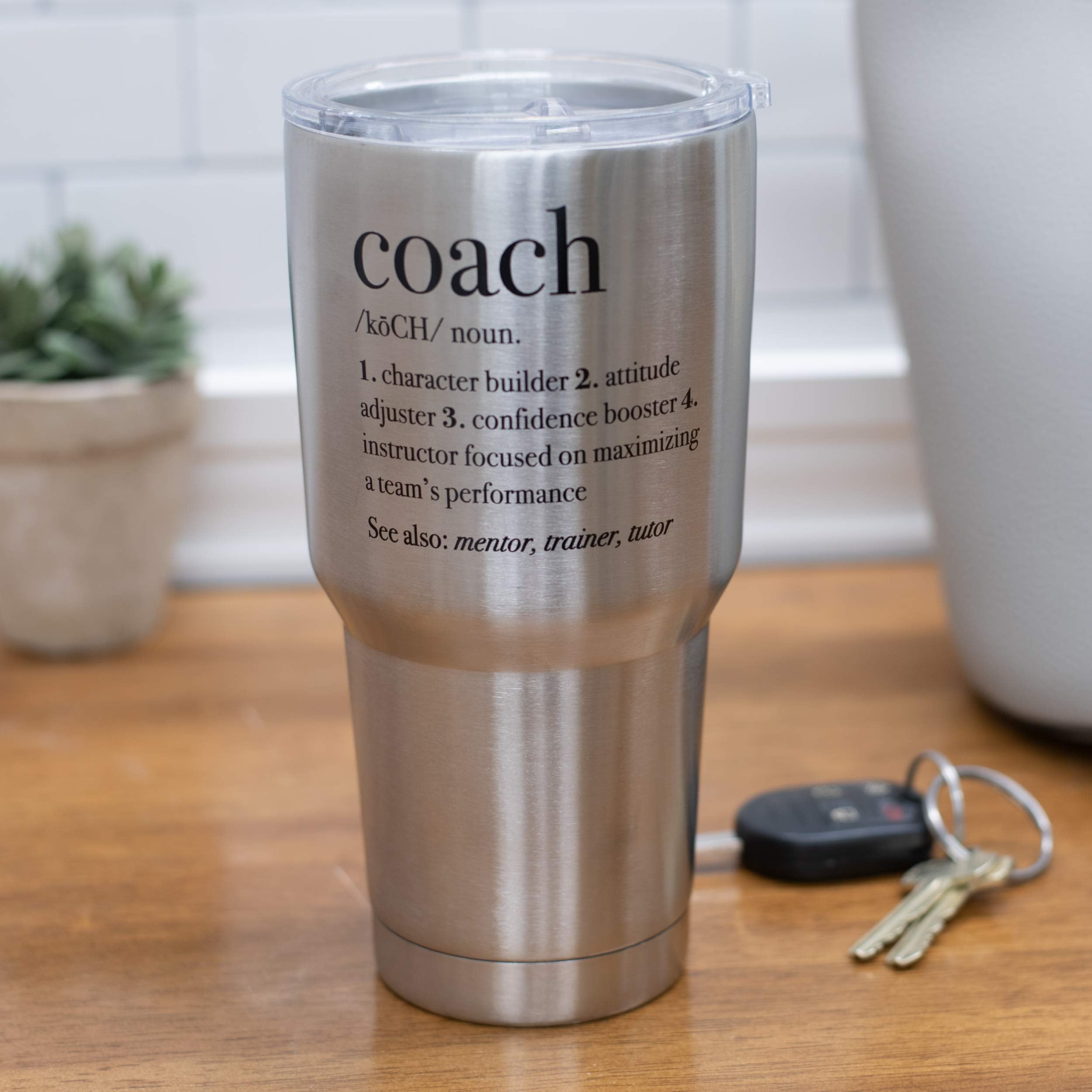 Elanze Designs Coach Definition Jumbo 30 Ounce Stainless Steel Travel Mug With Lid