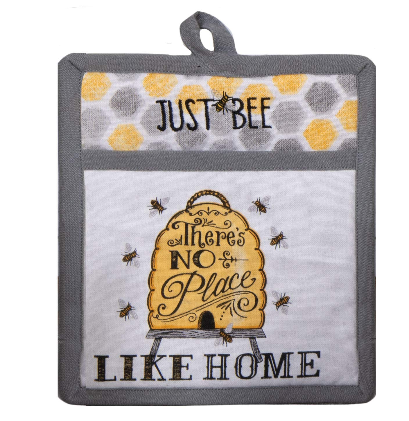 Yellow Gray Queen Bee Sunflower Kitchen Accessory Bundle Of 2 Dual Purpose Towels And 2 Pocket Mitts