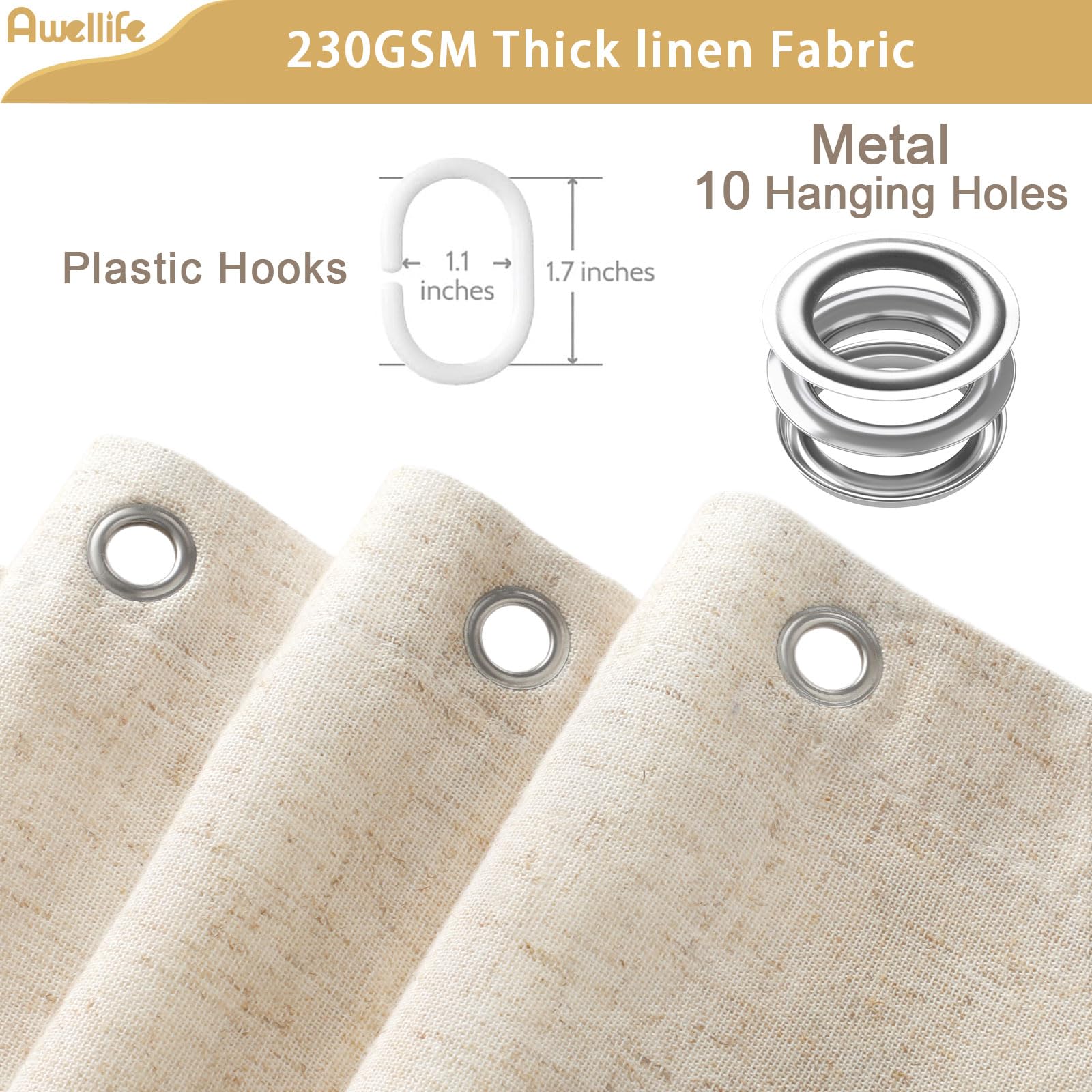 Linen Shower Curtain Stall Beige Boho Farmhouse Shower Curtains For Bathroom Natural Cloth Cotton Fabric Liner Cream 60 X 72 Inc