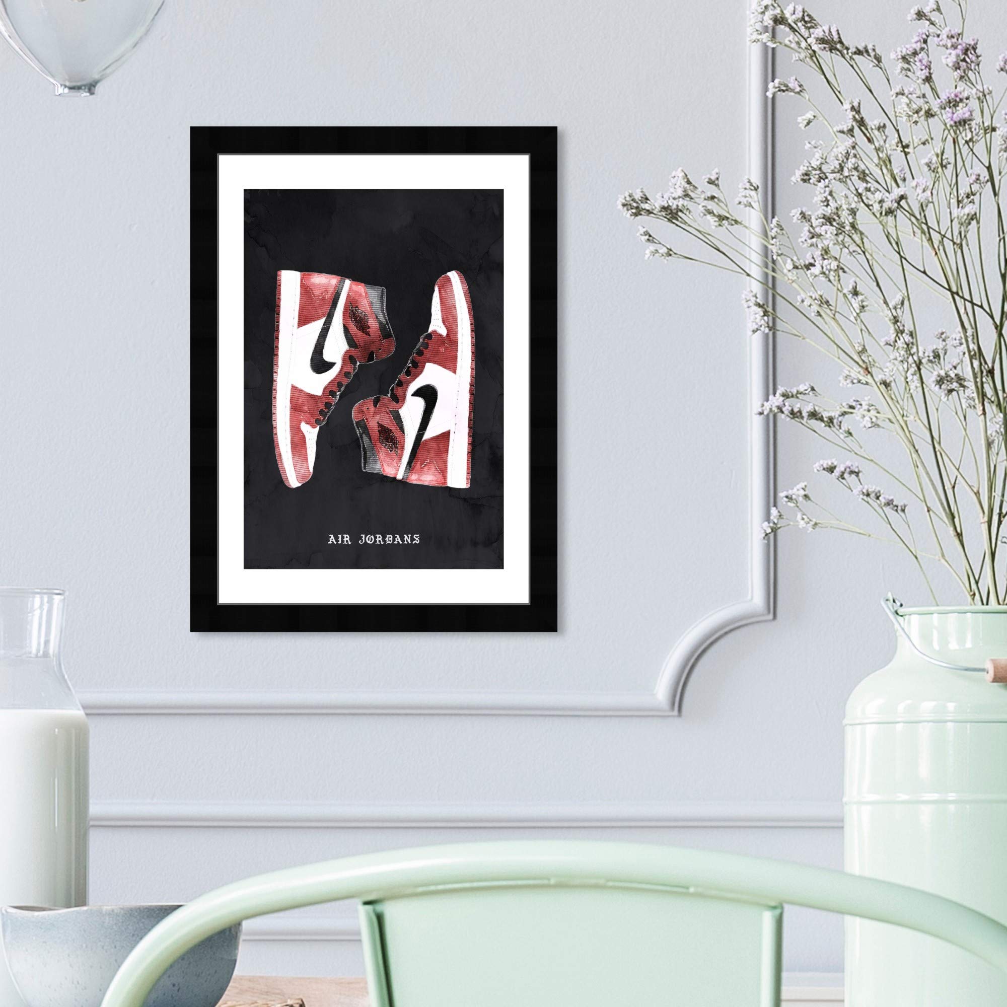 Wynwood Studio Red Basketball Sneakers Wall Art Street Style Home D  Cor Framed Poster Print Painting 'Classic Sneakers' In Blac