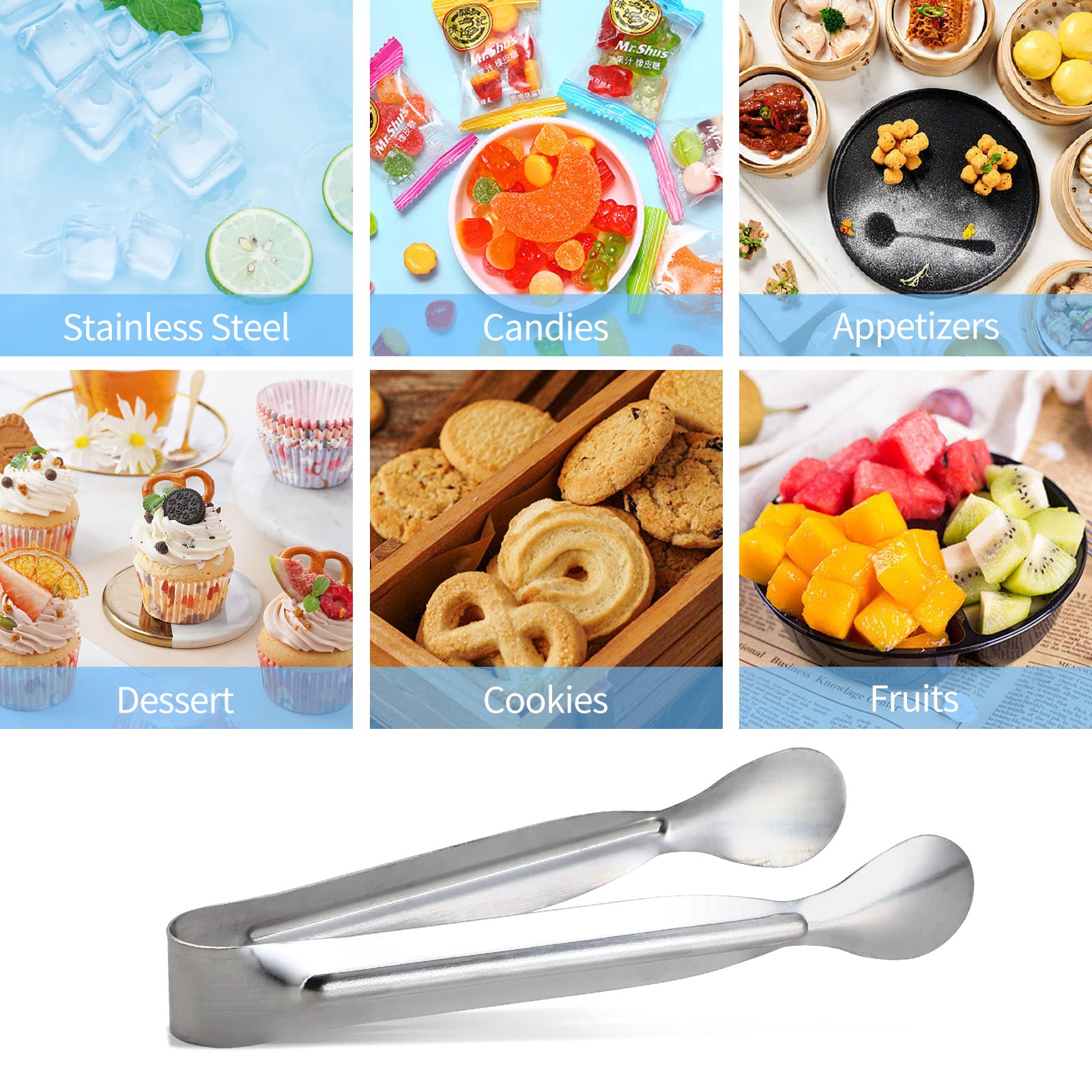 18Pcs Mini Tongs For Appetizers, 5Inch Serving Tongs, Ice Tongs Appetizer Tongs, Small Tongs For Serving Food, Kitchen Utensils