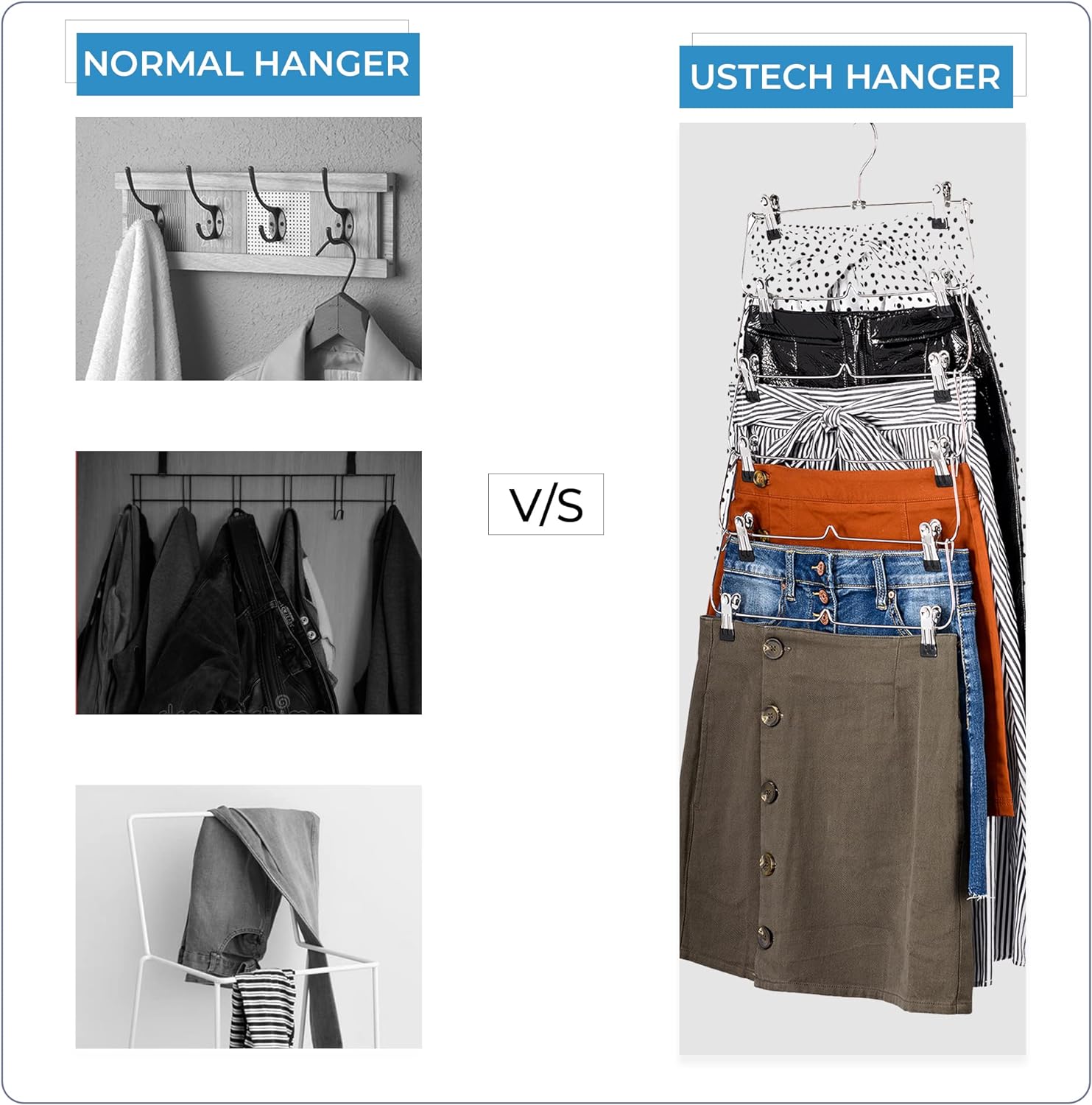 6-Tier Foldable Pants & Skirts Hanger Organizer