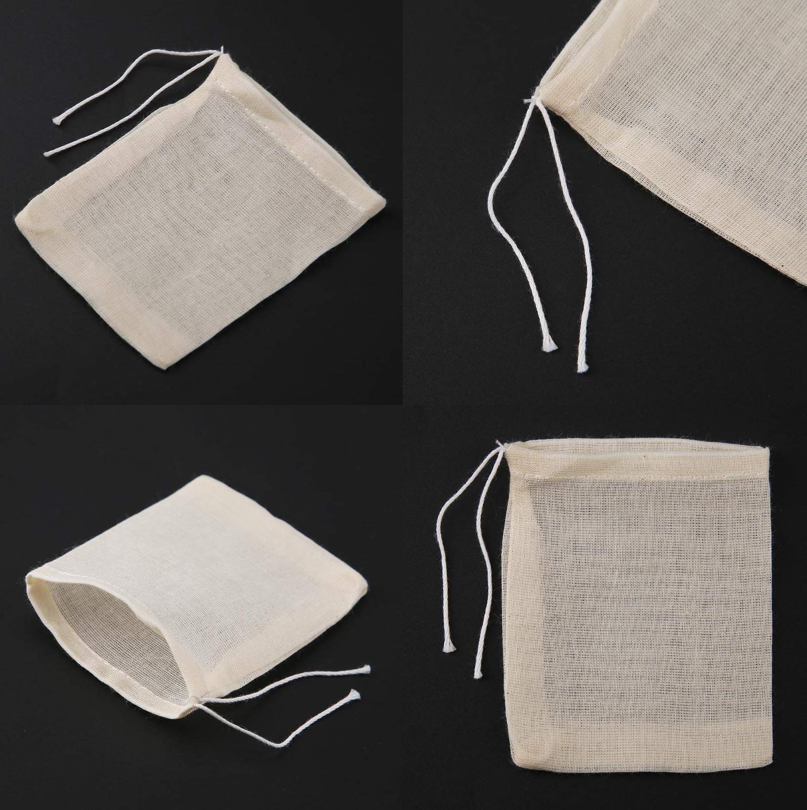 Iceyli 30 Pcs 4 X 3 Inches Natural Unbleached Cotton Drawstring Bags Spice/Herbs/Tea Bags,Muslin Bags Sachet Bag For Home Suppli