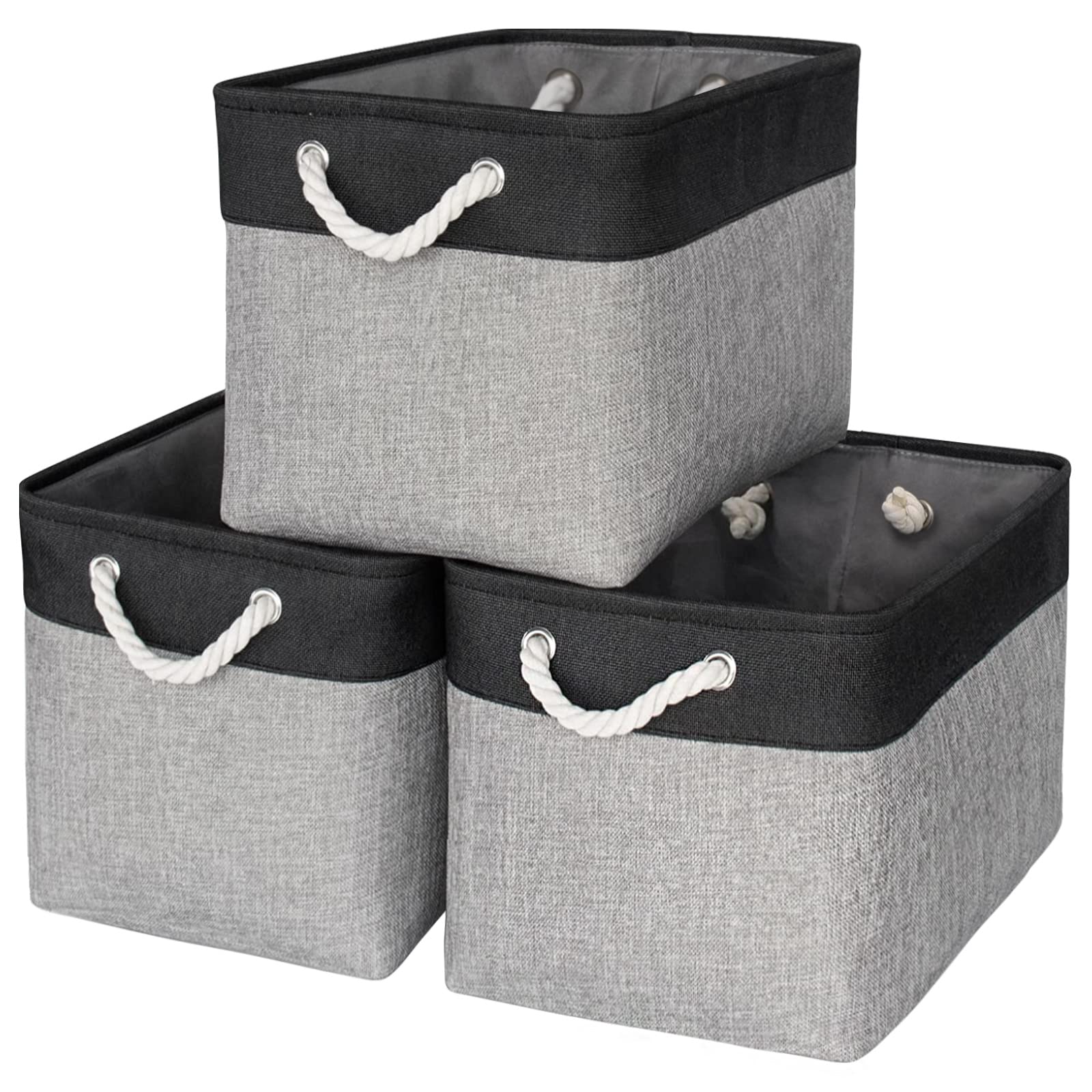 Thewarmhome Storage Basket For Organizing - 16X12X12 Inch Cube Storage Bin 3 Pack Fabric Storage Cubes, Collapsible Storage Box