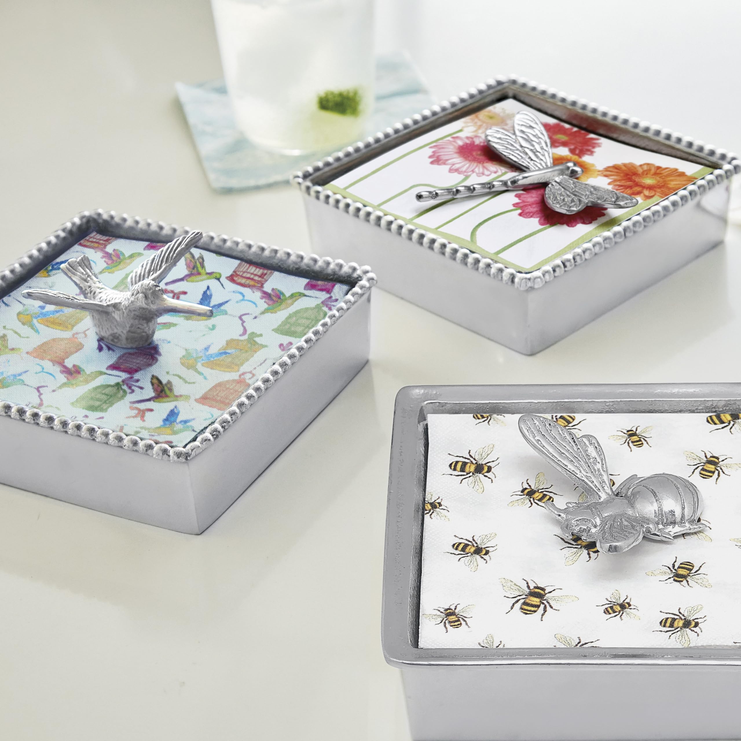 Mariposa Dragonfly Beaded Napkin Box