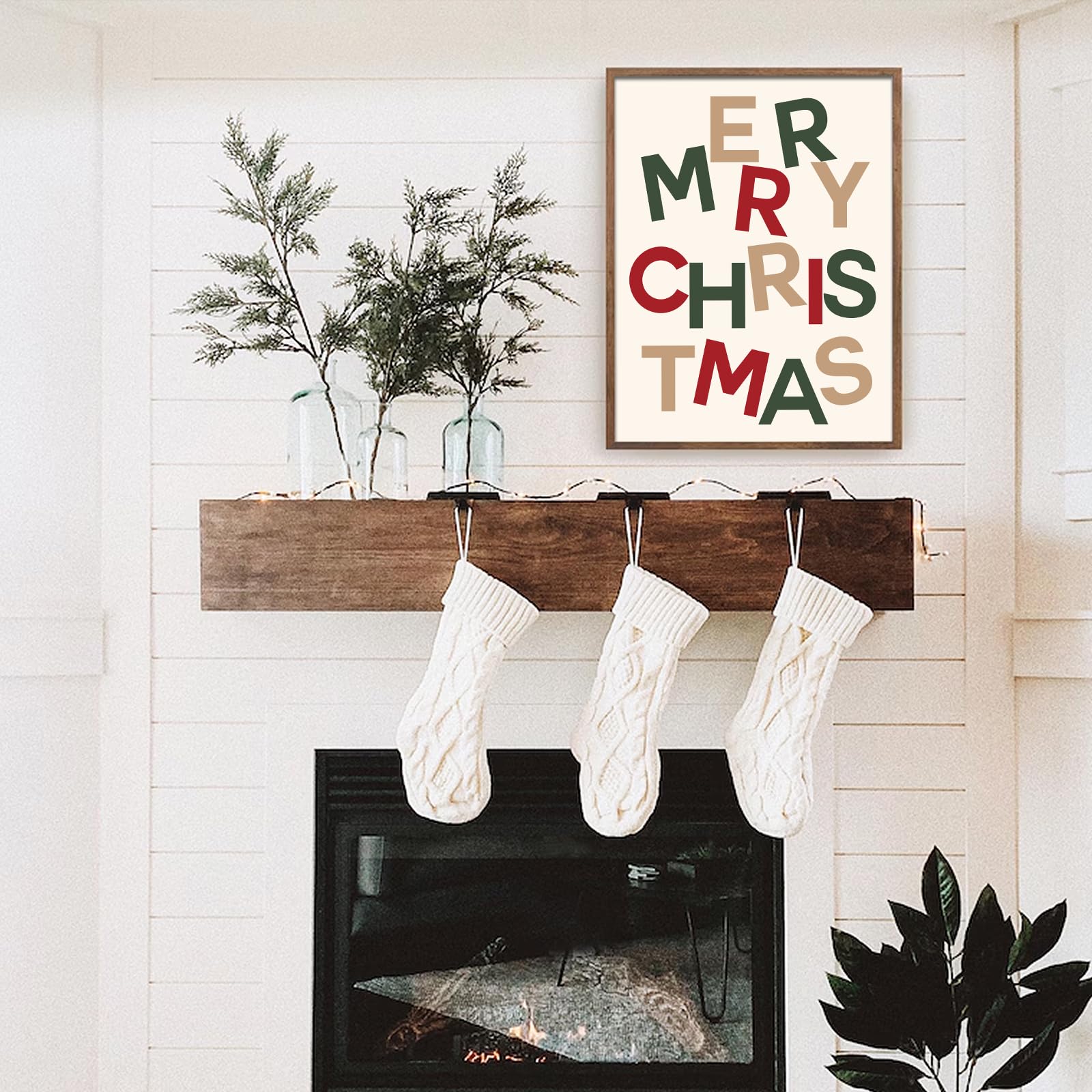 Uniro Christmas Wall Art Prints, Minimalist Boho Xmas Aesthetic Poster For Room Decor, Trendy Holiday Christmas Poster For Xmas,