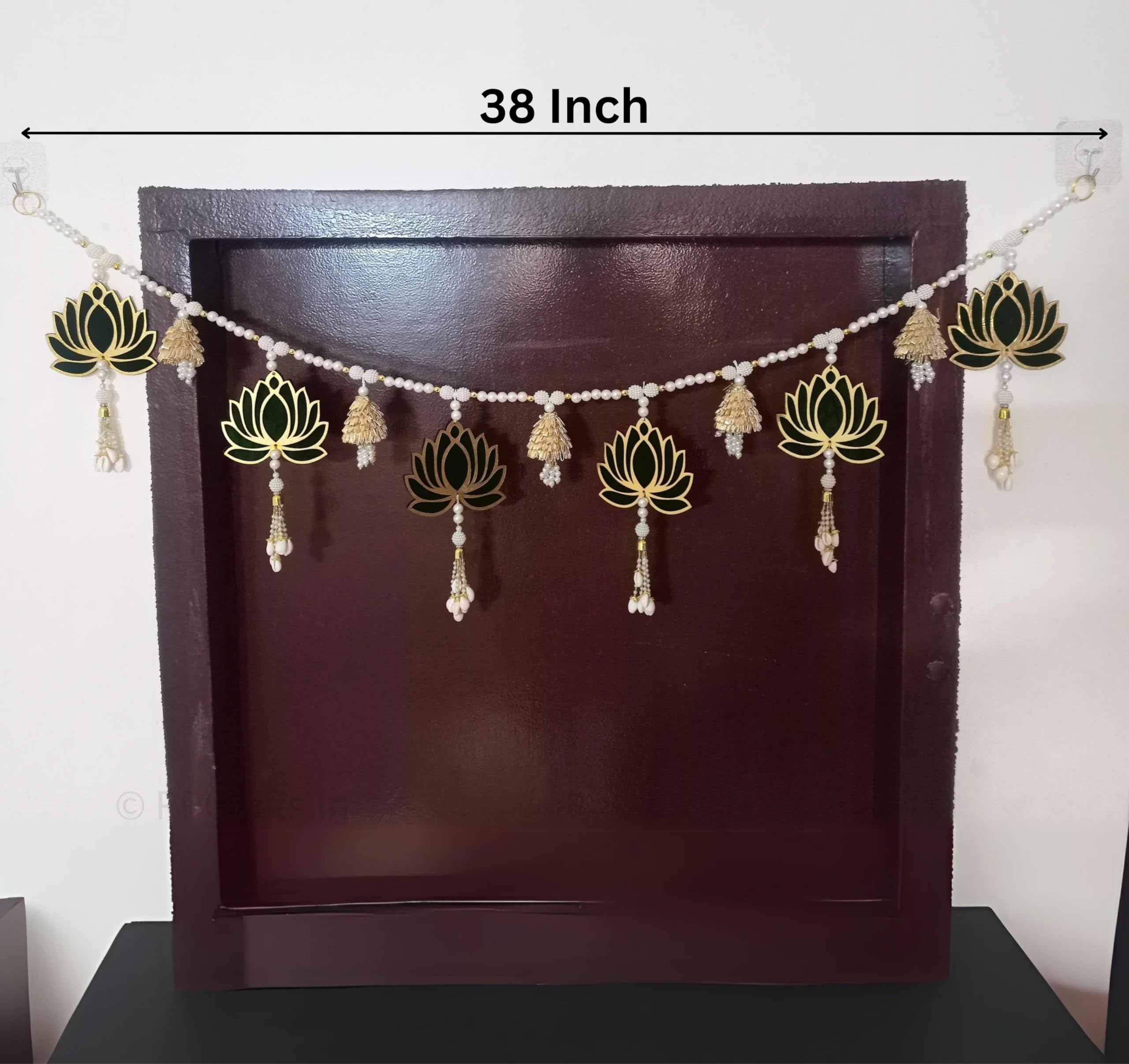 Rr Crafts Handmade Door Hanging Dark Green Lotus Style Door Bandarwal Toran,Diwali Ganesh Pooja New Year Inauguration Wedding Fe