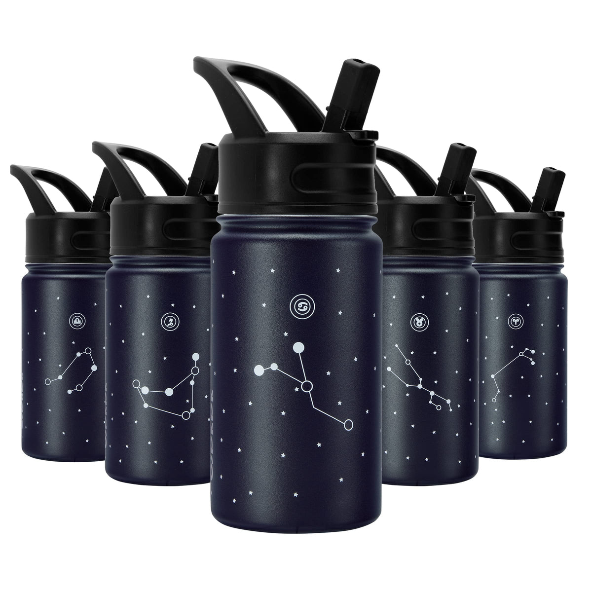 Bjpkpk Kids Water Bottle With Straw Lid, 15Oz Stainless Steel Water Bottles, Insulated Water Bottle For School, Reusable Leak Pr