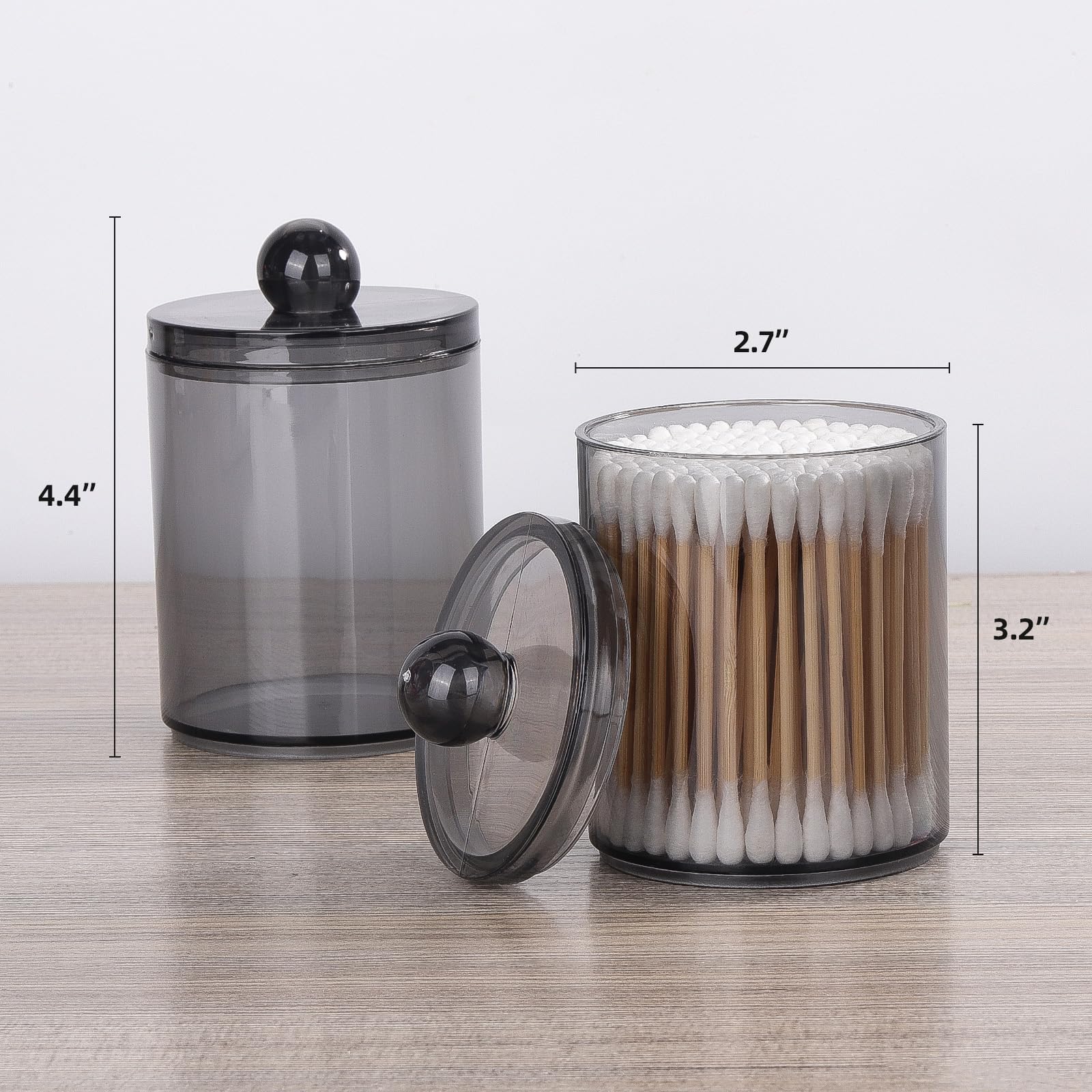 Tbestmax 6 Pack 10Oz Qtip Holder Dispenser Plastic Restroom Bathroom Canister Storage Organization Black Apothecary Jars With Li