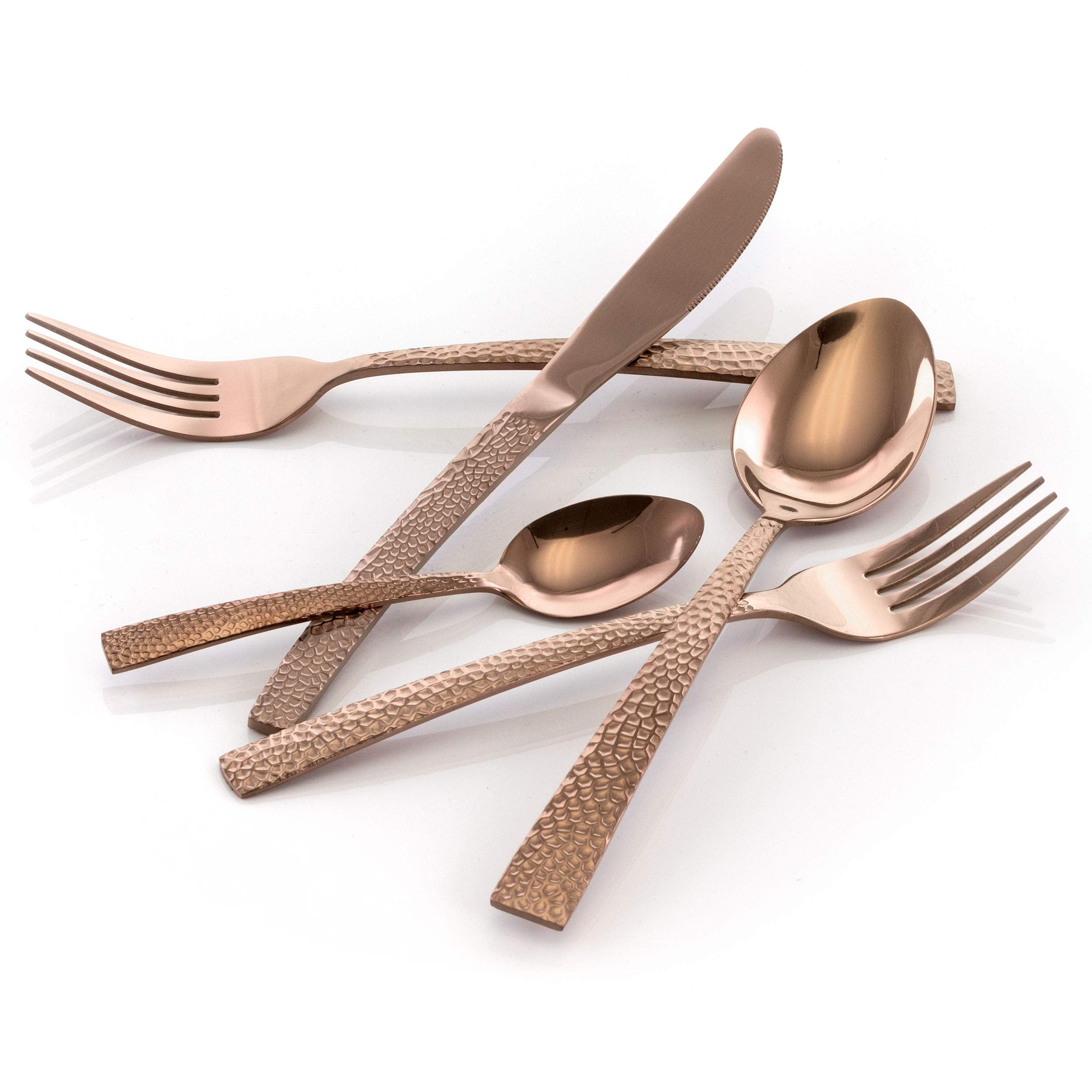 Megachef Baily 20 Piece Flatware Utensil Set, Stainless Steel Silverware Metal Service For 4 In Rose Gold