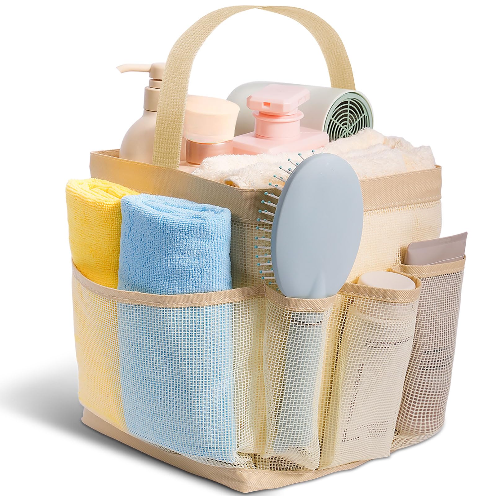 Mesh Shower Caddy for College Dorm Room Essentials for Girls with 9 Pockets,Large-Capacity Shower Basket,Quick Dry Toiletry Tote