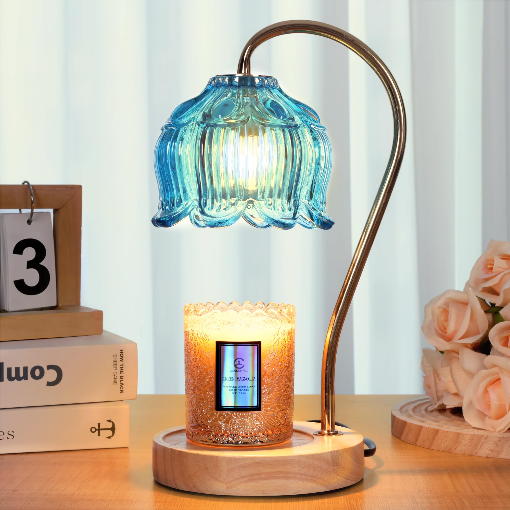 Merrtody Flower Candle Warmer Lamp with Timer & Dimmer - Fits All Jar Scented Candles - House Warming & Mother s Day Gift for W