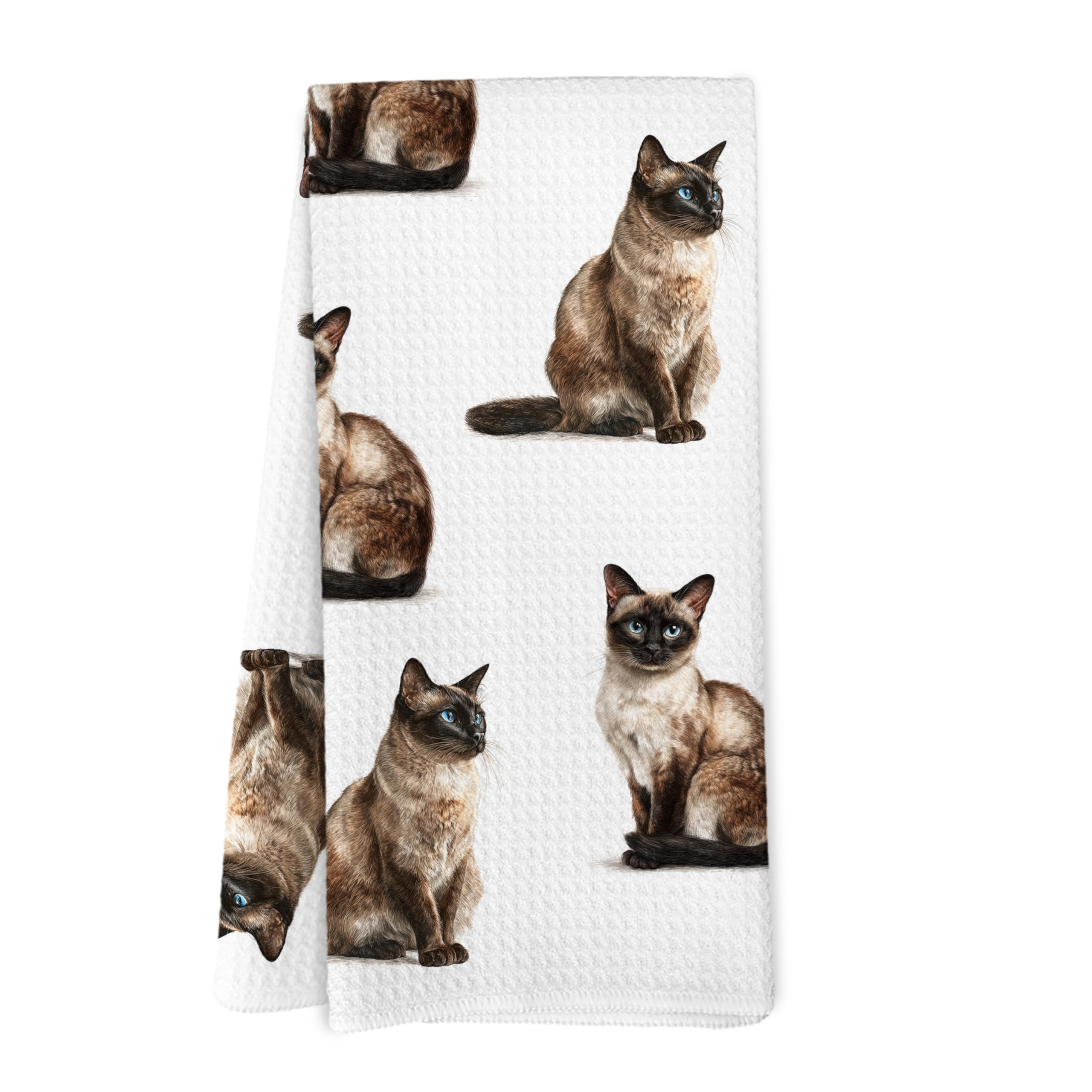 Yorhifa Siamese Cat Gifts Kitchen Dish Towel, Gifts for Women Cat Mom Lovers Owner, Cats Accessories, Siamese Cats Decor Hand Di