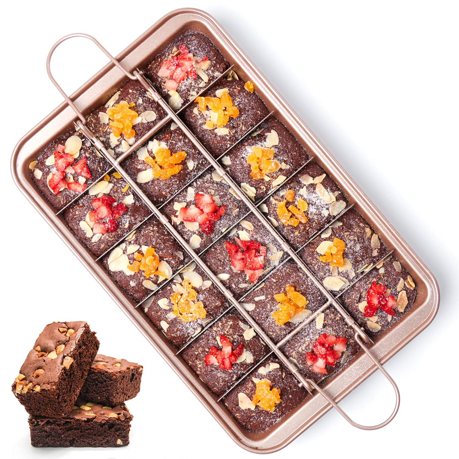 Sujude Brownie Pan With Dividers Nonstick Brownie Pans And Cutters, Make 18 Pre-Cut Brownies At Once Perfect Individual Brownie