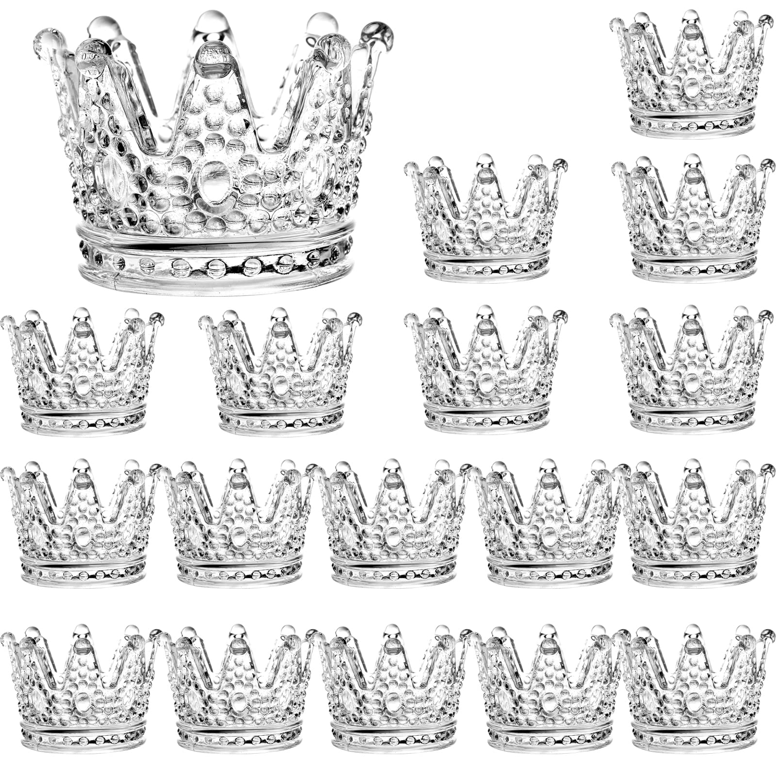 SOUJOY 18 Pack Tealight Candle Holder, Glass Crown Candle Holder, Crystal Votive Candle Stand for Dining Table Centerpiece Home 
