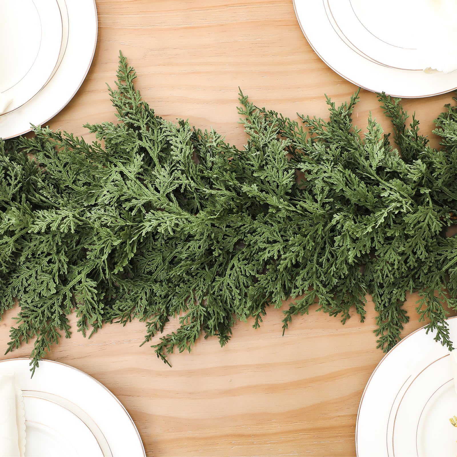 Jutom 1 PCS 9 ft Christmas Cedar Garland - Artificial Realistic Holiday Cedar Pine Needles Greenery Garland Decoration for Mante