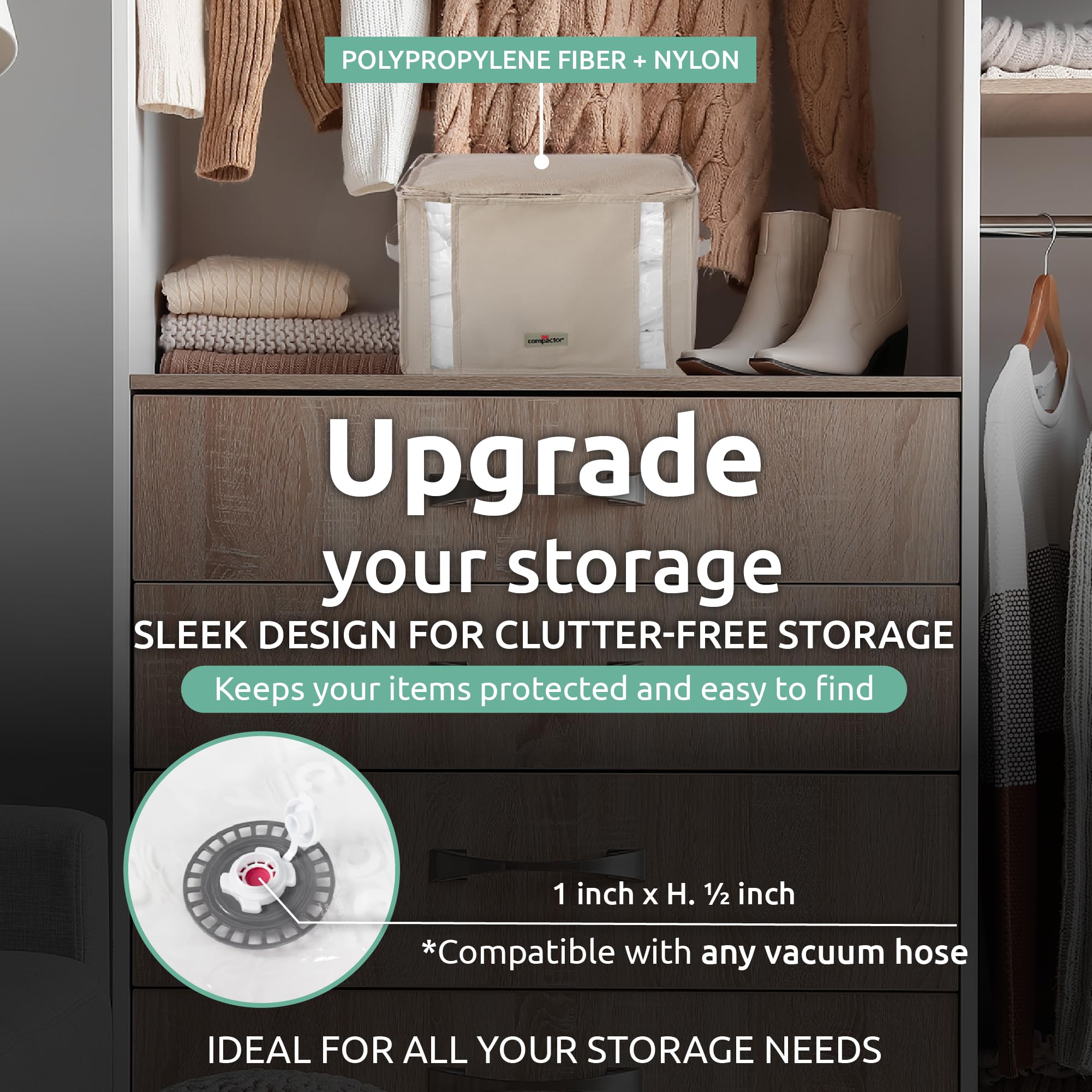 Compactor Vacuum Storage Bag M | Space Saver Vacuum Storage Bags For Clothes, Comforters & Blankets | Ultimate Storage Solution
