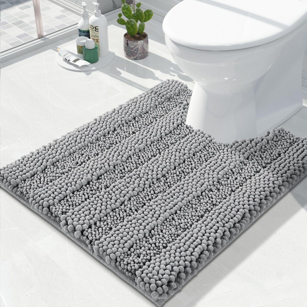 Yimobra Toilet Rugs U Shaped Washable 24 X 20, Non Slip And Super Absorbent Toilet Mat, Quick Dry, Ultra Luxury Microfiber Cheni