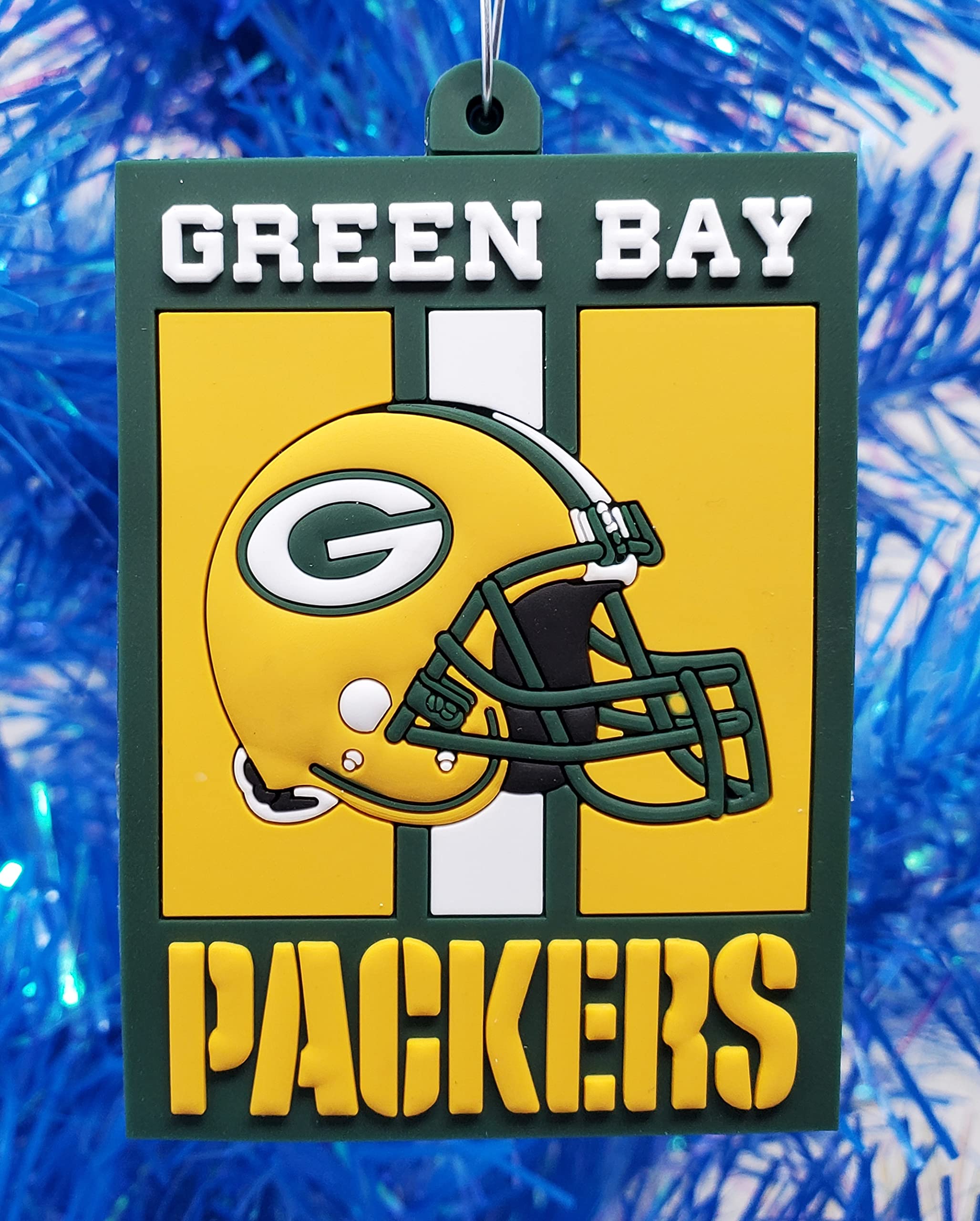 Green and Gold Cheesehead Green Bay Football Team Themed 6 Piece Christmas Ornament Set