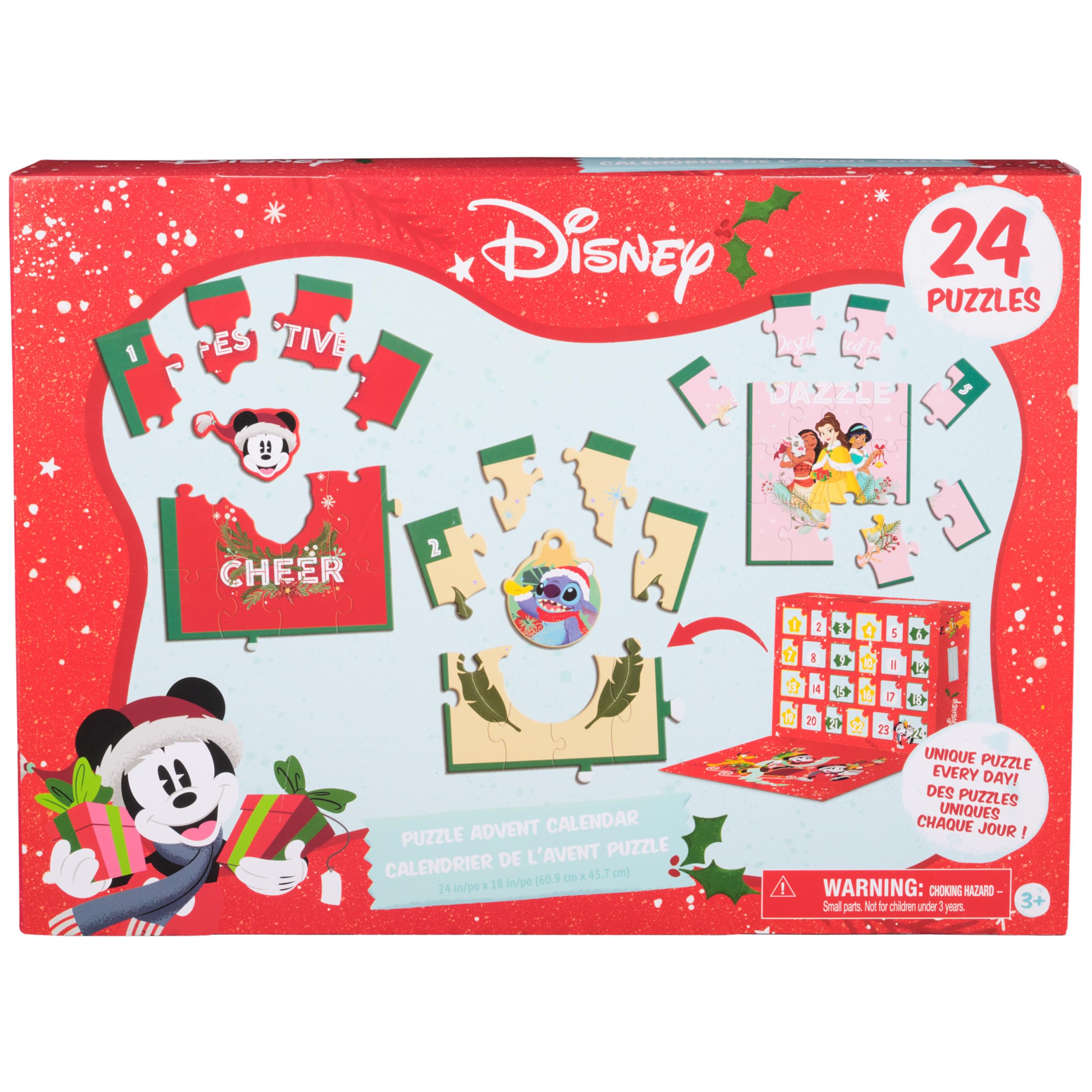Spin Master Games, Disney Puzzle Advent Calendar, 24 Unique Puzzles to Reveal, Holiday Countdown Calendar Foil Pieces & Cardboar
