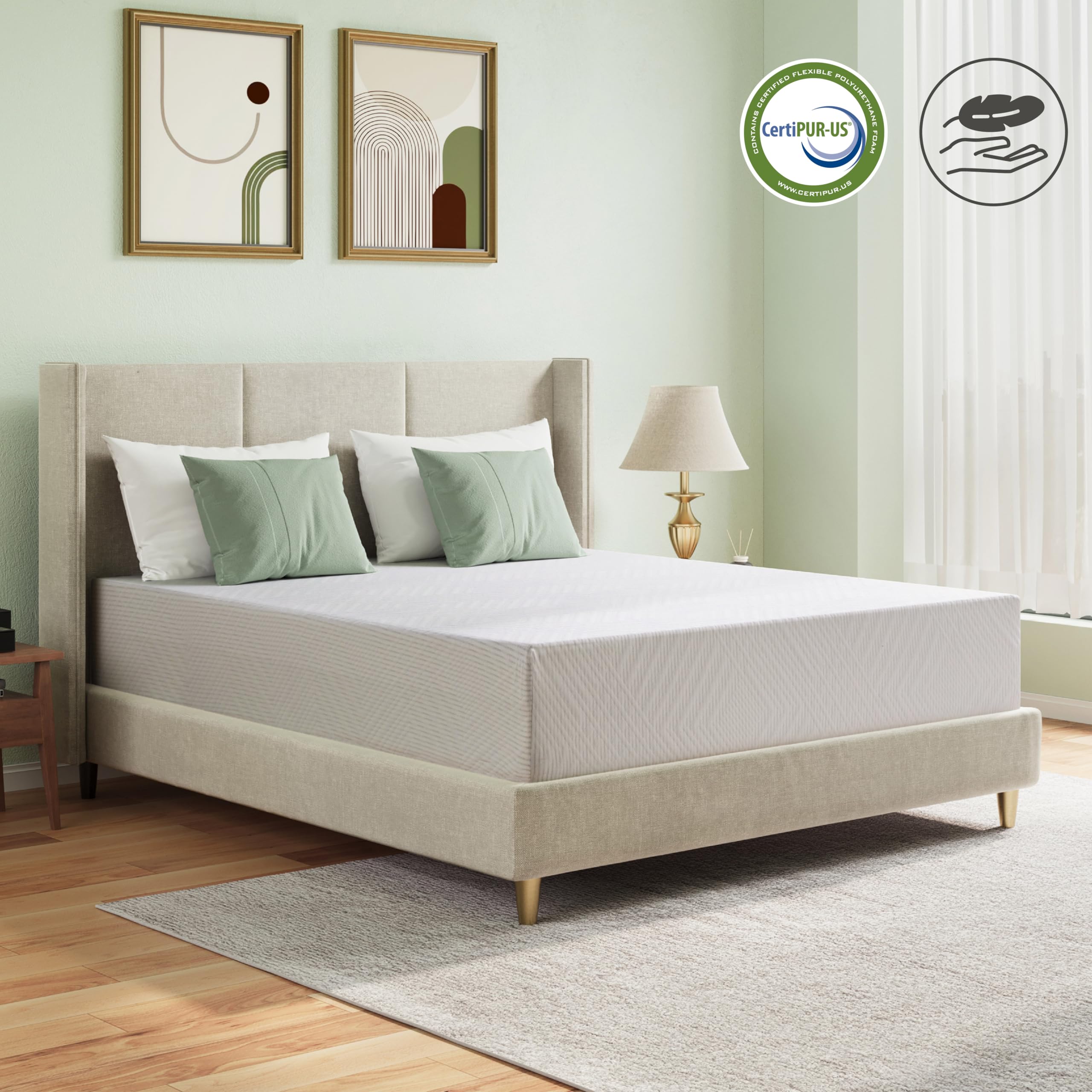 Twin Xl Mattress In A Box, 10 Inch Mattresses Made In Usa For Kids Bed Single Size Daybed Individual Bunk, Green Tea Memory Foam