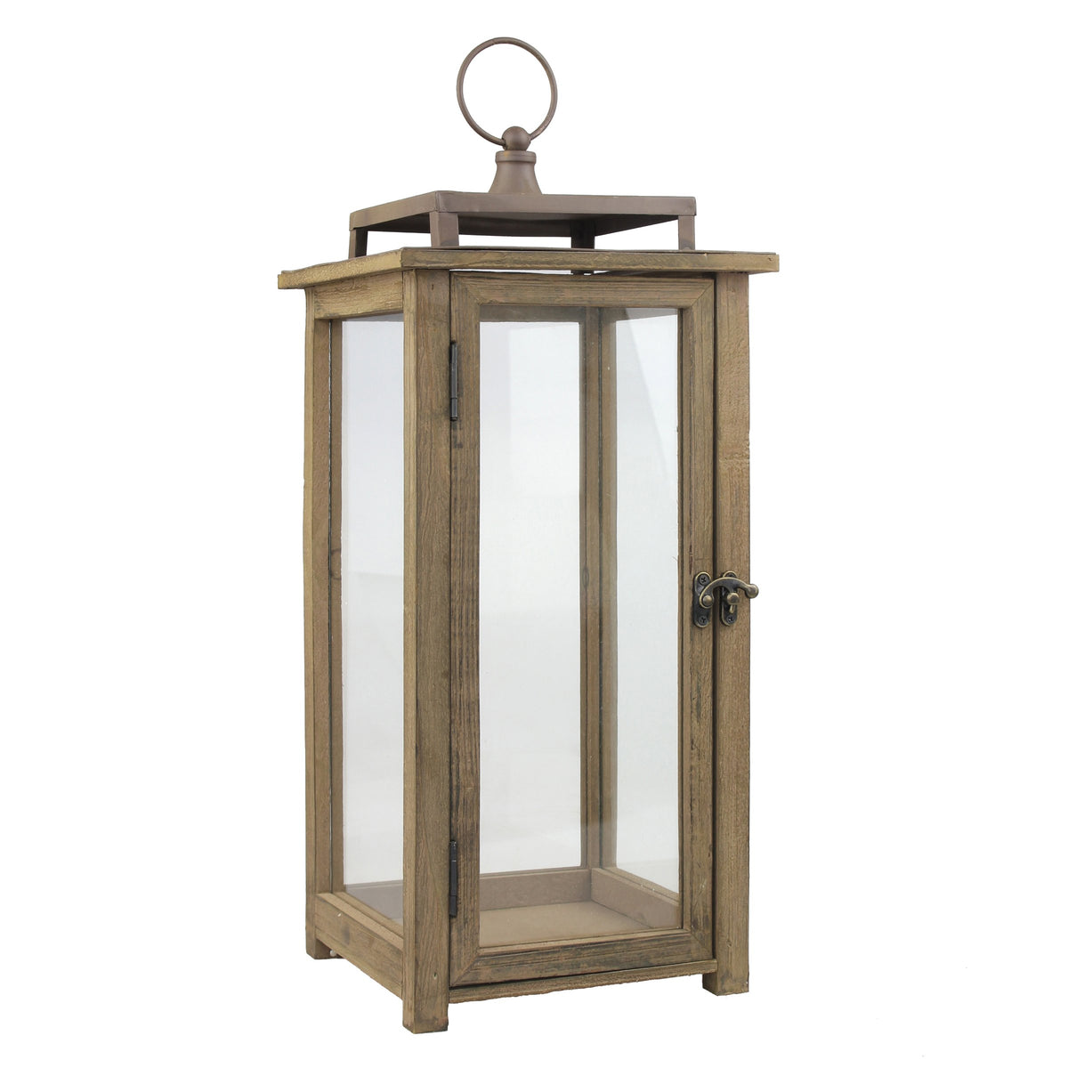 Stonebriar 18 Inch Rustic Wooden Candle Hurricane Lantern, For Table T ...