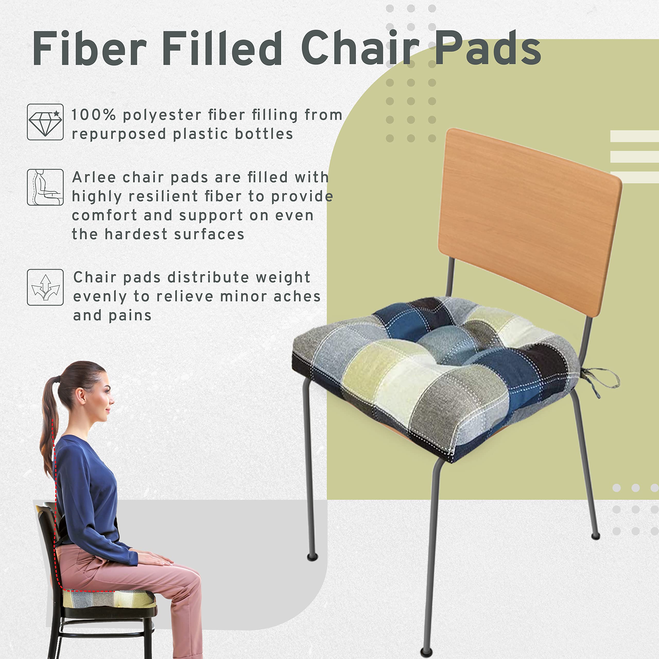 Arlee Polyester,Micro Fiber Chair Pads, 4 Count (Pack Of 1), Blue