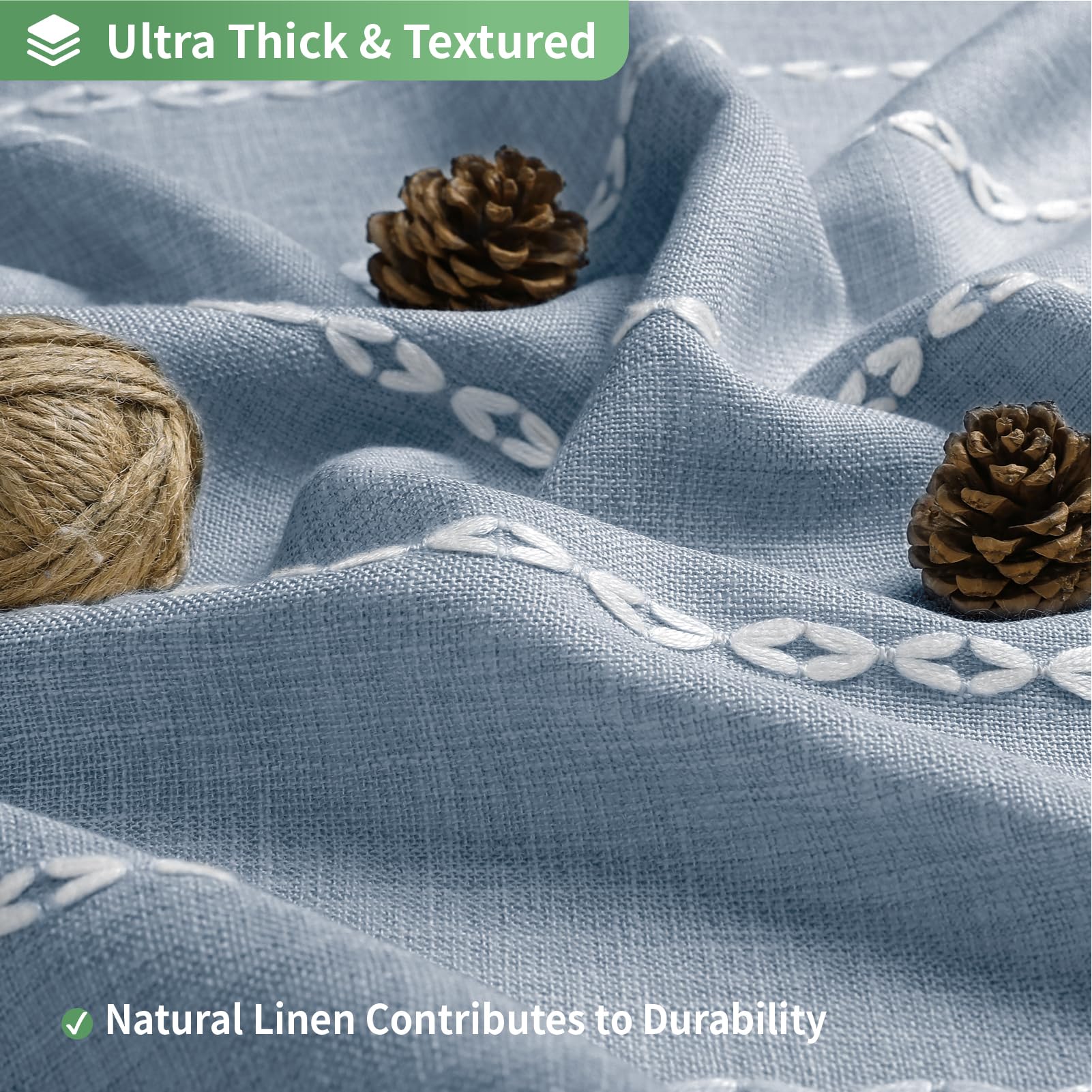 Eachope Boho Farmhouse No Hook Shower Curtain Set With Snap-In Fabric Liner,Heavy-Duty Linen Textured Rustic Striped Design,Wate