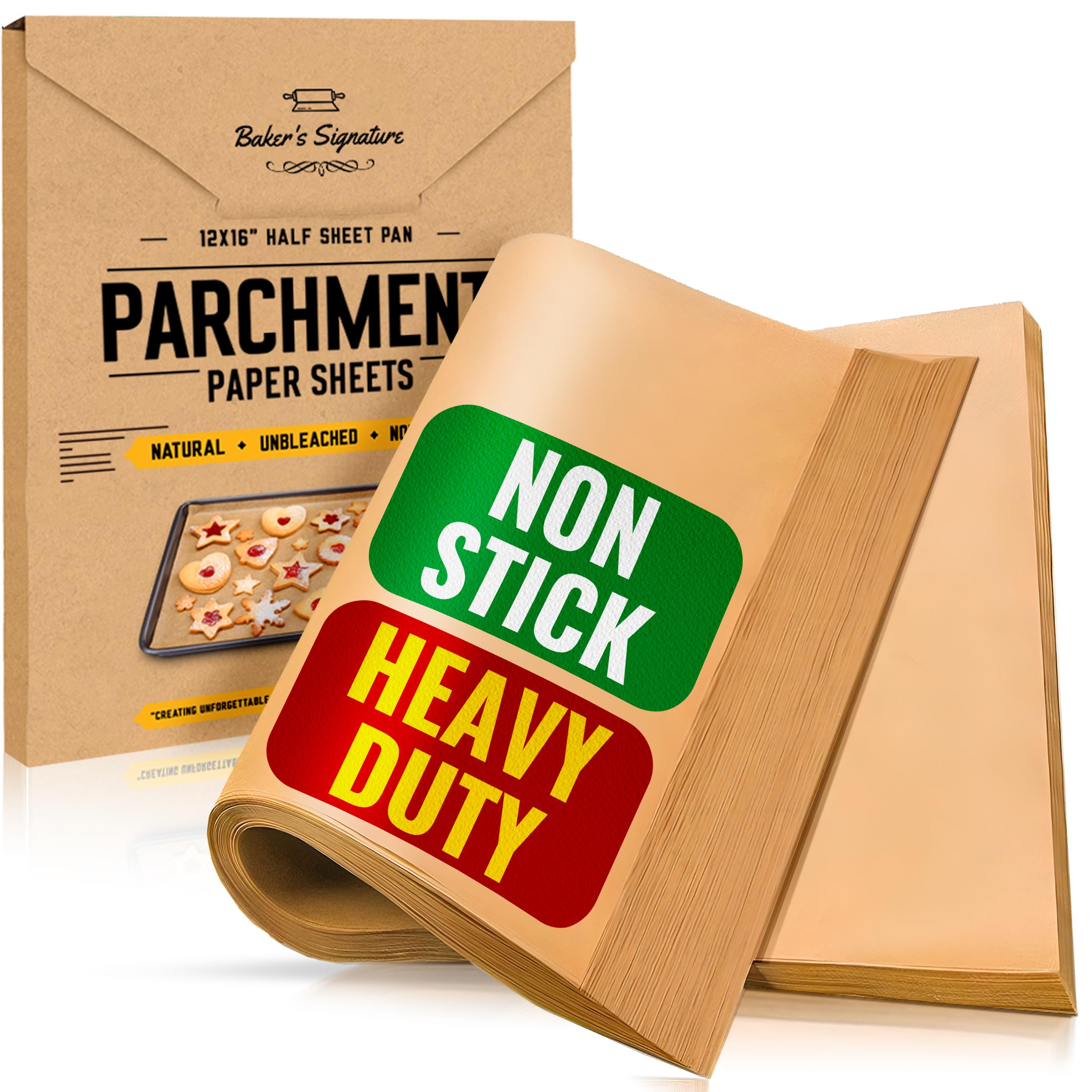 Parchment Paper Baking Sheets, 12X16 In 120 Pcs By Baker'S Signature | Precut Non-Stick & Unbleached - Will Not Curl Or Burn, No