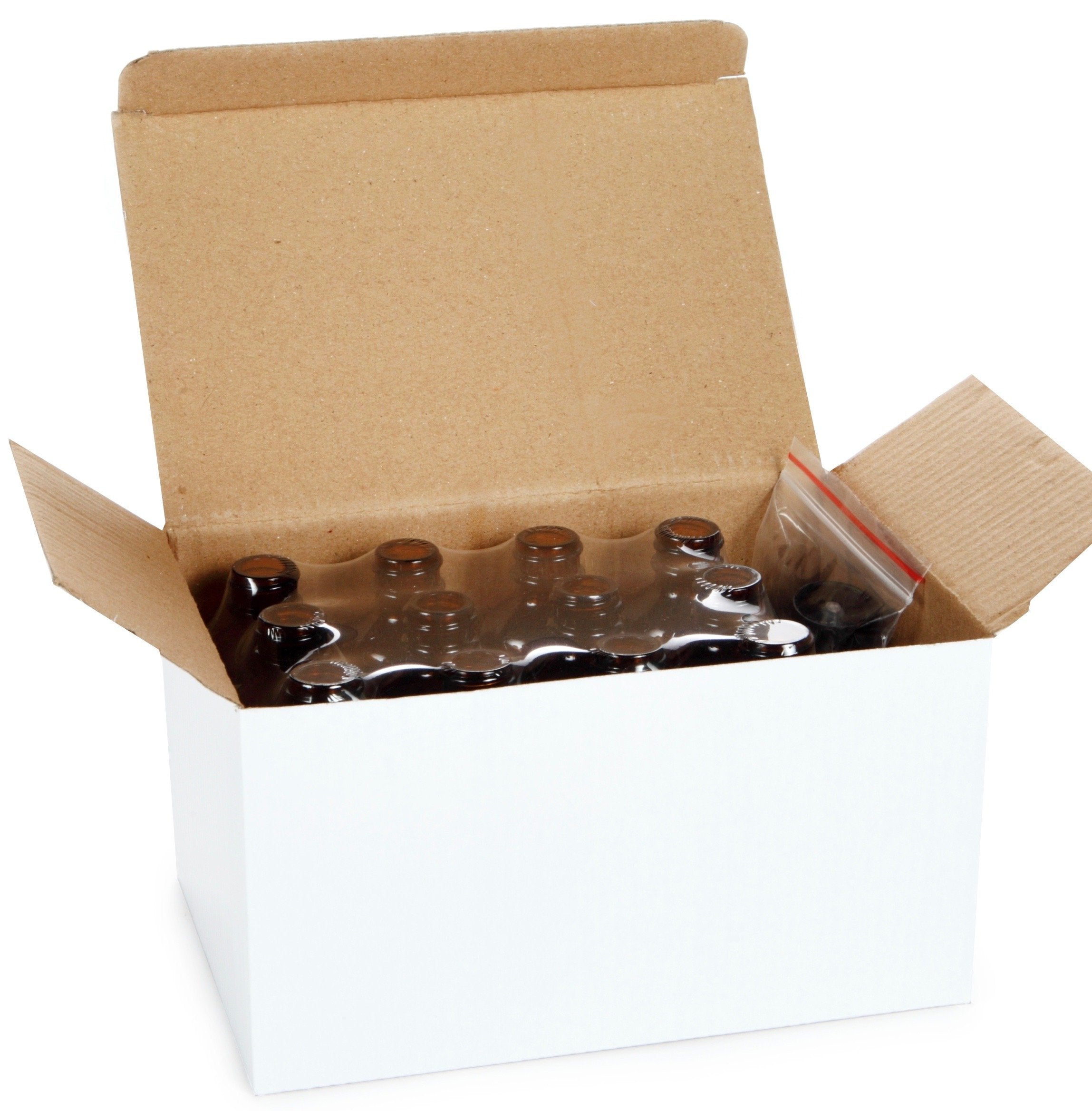 Vivaplex  12  Amber  2 oz Glass Bottles  with Lids