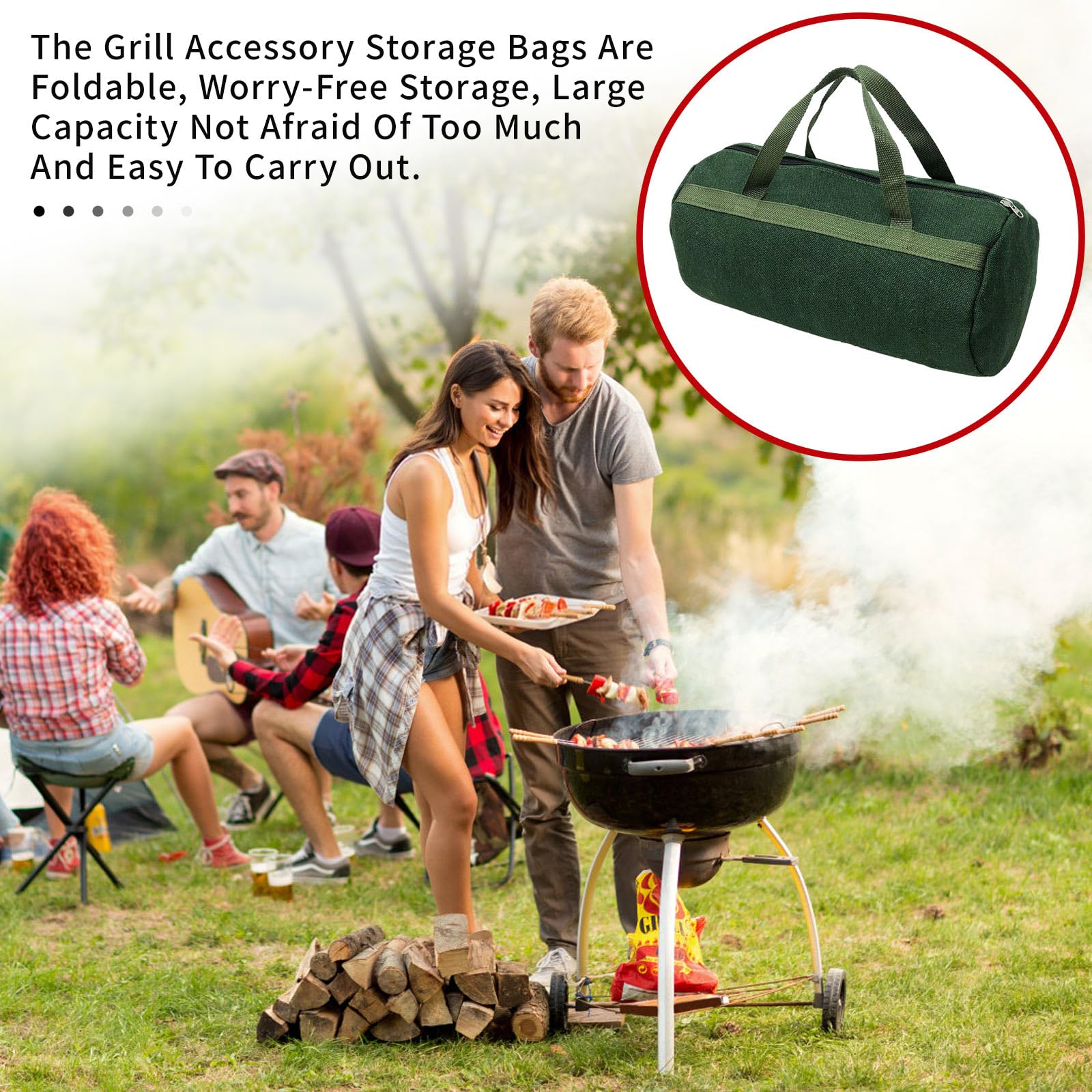 Grill Accessory Storage Bag, 24'' Extra Thick Canvas Grill Utensil Storage Bag, Double Zipper Grill Tool Storage Bag, Bbq Tool S