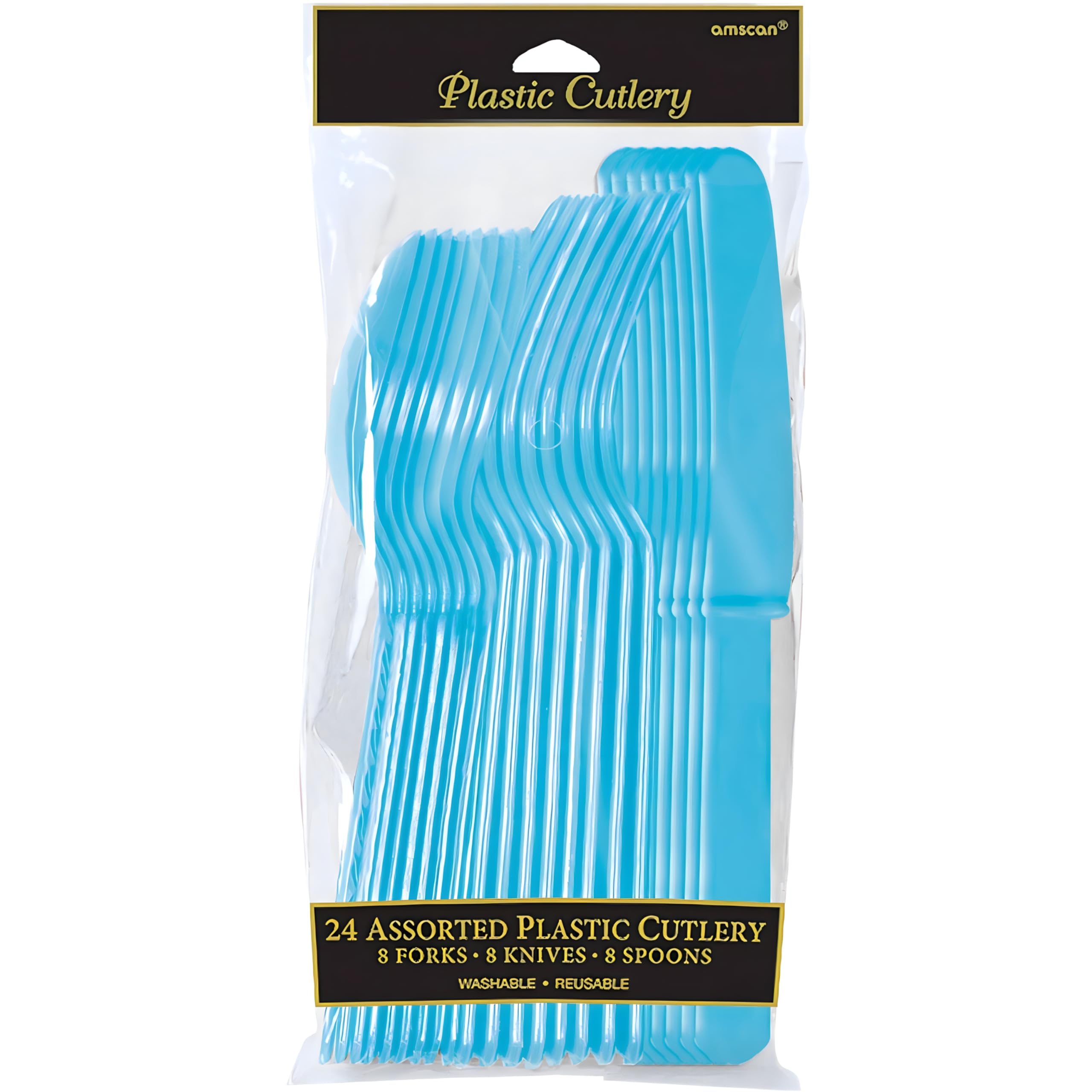 Caribbean Colored Assorted Plastic Cutlery Set - 24Ct - Perfect For Parties And Events