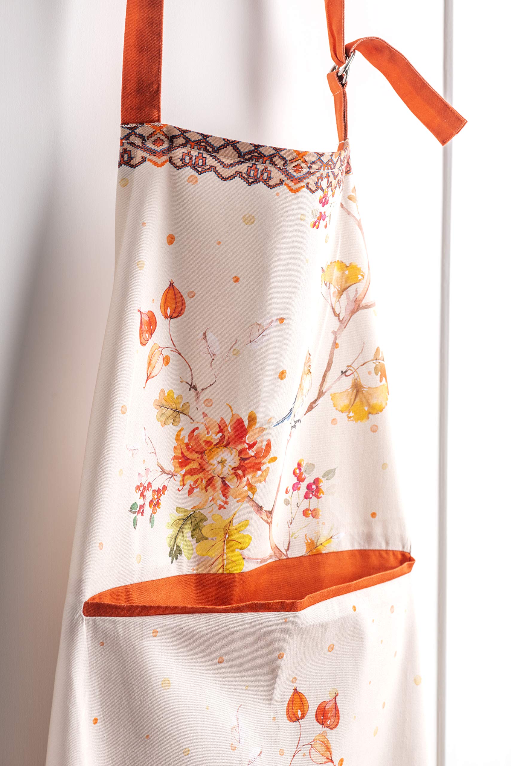 Maison D' Hermine Kelim 100% Cotton 1 Piece Kitchen Apron With An Adjustable Neck & Hidden Centre Pocket With Long Ties For Wome