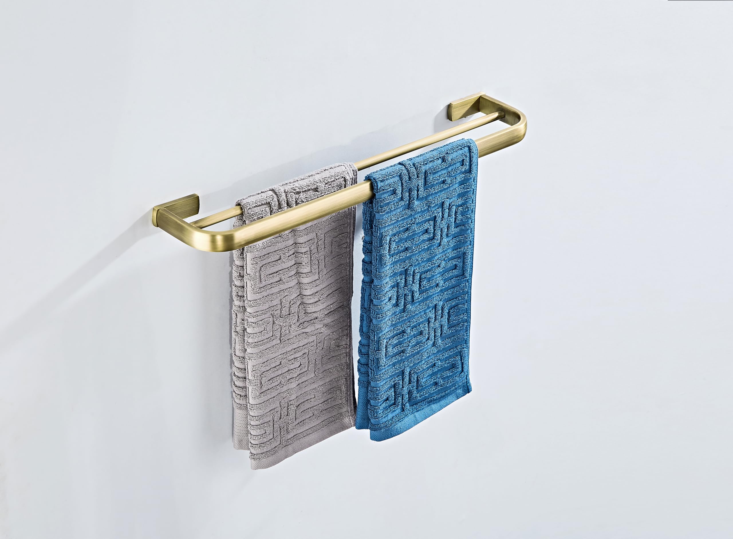 Flybath Towel Rail Bar Double Layer Brass Antique Holder Wall Mounted, Brushed Bronze