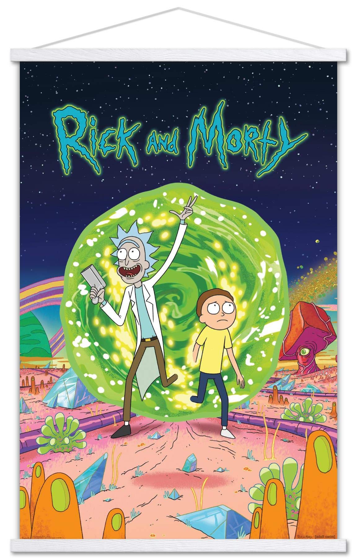 Trends International Rick And Morty - Cover Wall Poster, 22.375'' X 34'', Premium Print And White Hanger Bundle