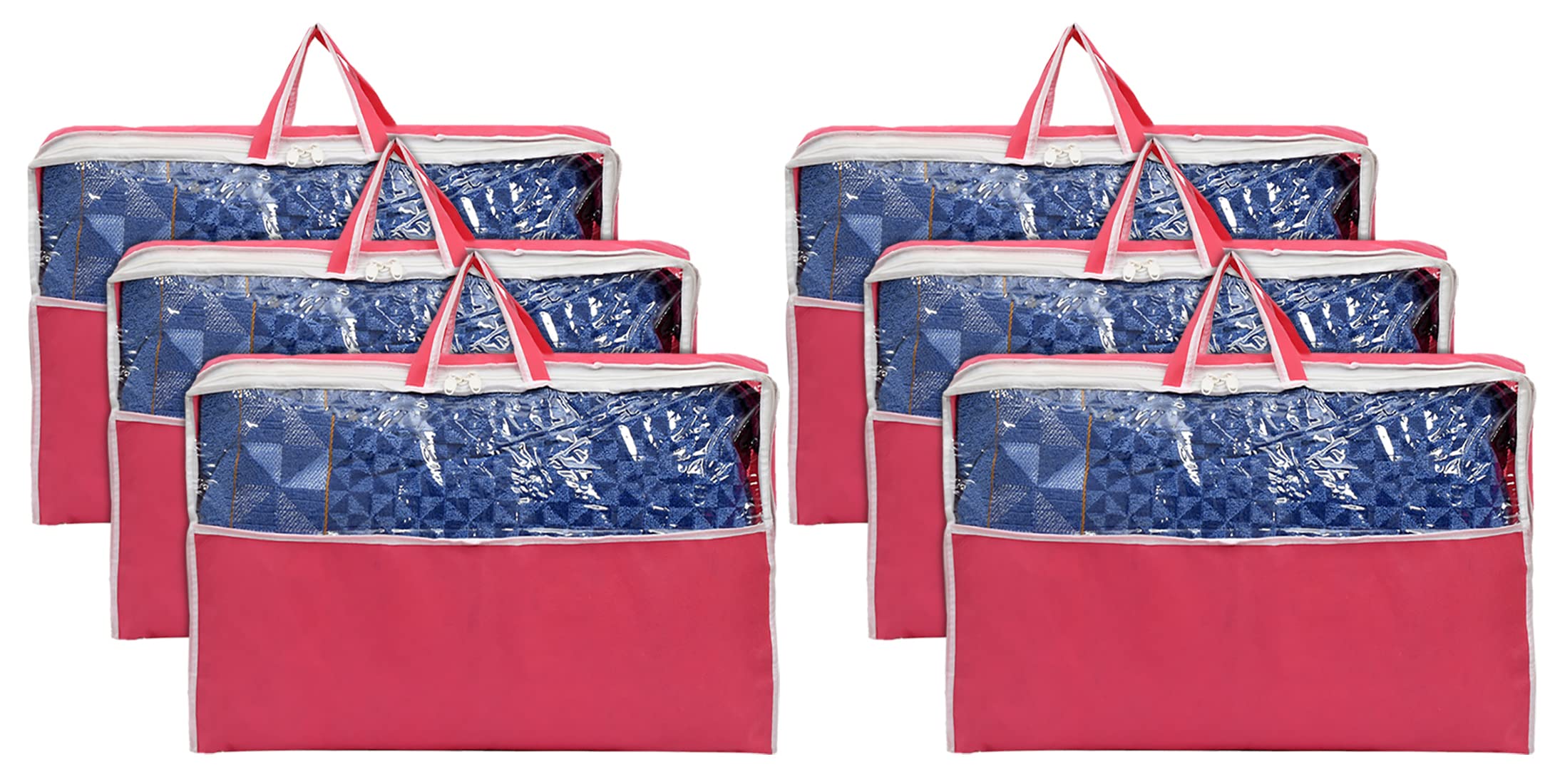 Heart Home Multiuses NonWoven Rectangular Underbed Storage Bag/Cloth Organizer/Blanket Cover/Closet Organizer With Top Tranaspa