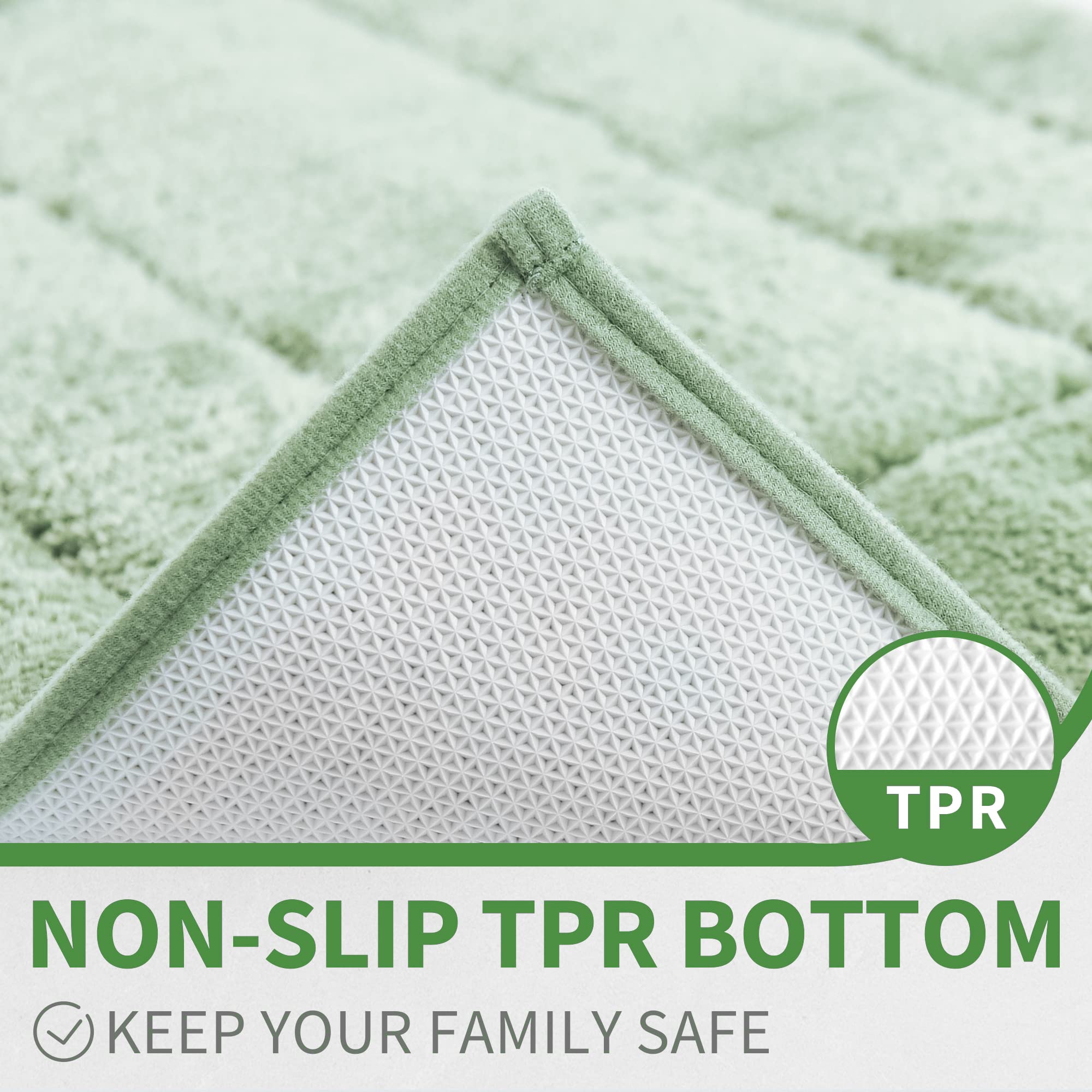 Granny Says Sage Green Bathroom Rugs Non Slip, 24'' X 36'', Large Bathroom Rugs Washable, Bath Rugs For Bathroom,Bath Mats For B