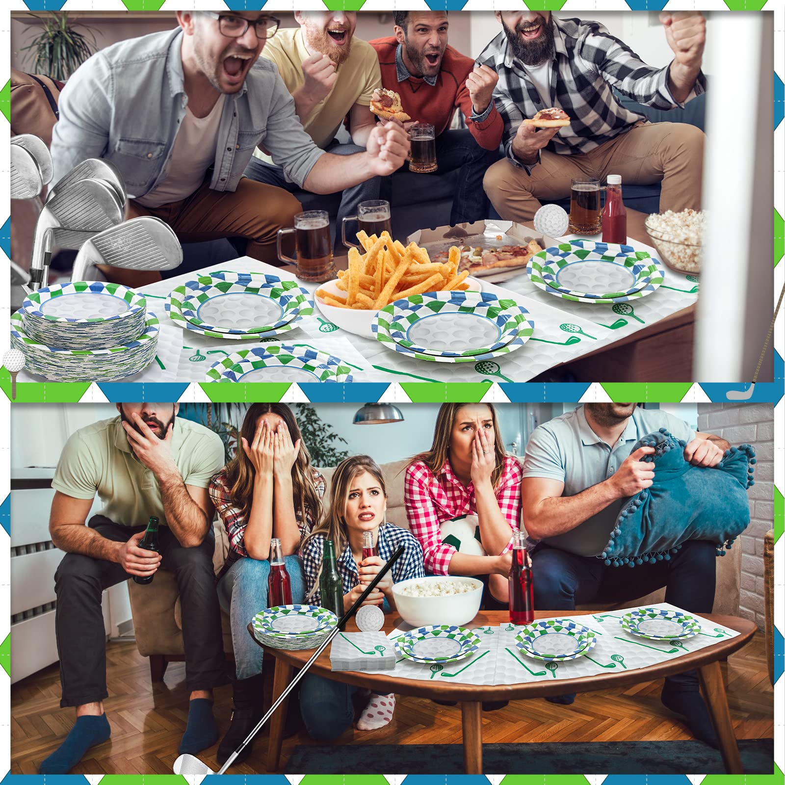 180Pcs Golf Party Supplies Paper Plates And Napkins Serve 60 Disposable Tableware Set For Birthday Party Decorations Game Day Fa