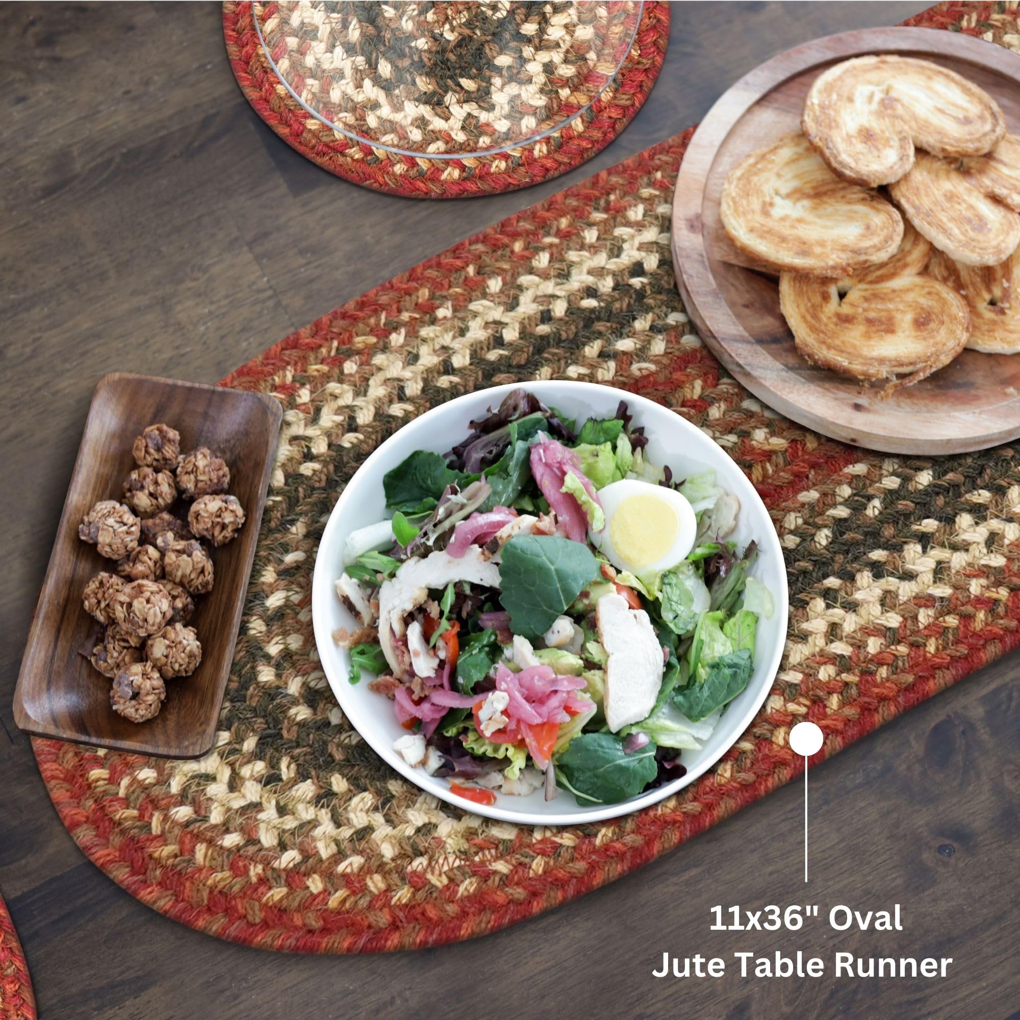 Homespice - Chester Thick Table Runner, An Oval Hand Braided Runner Of Premium Jute Fibers To Use As Wide Table Runners On The D