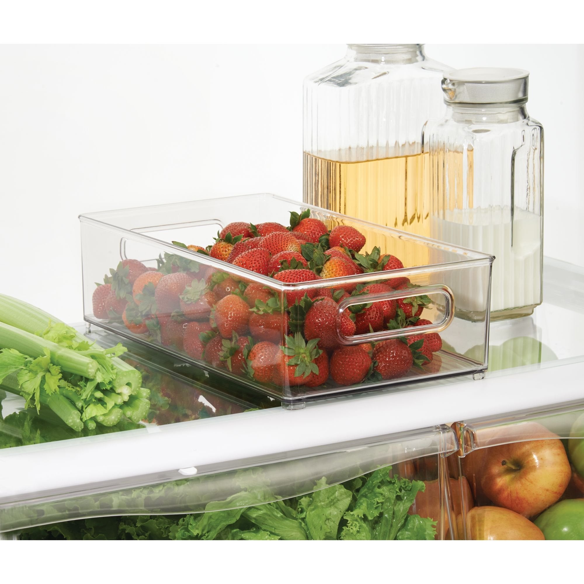 Idesign Plastic Portable Deep Storage Bin With Handles For Organizing Refrigerator, Freezer, Pantry, Bpa-Free,8'' X 4'' X 14.5''