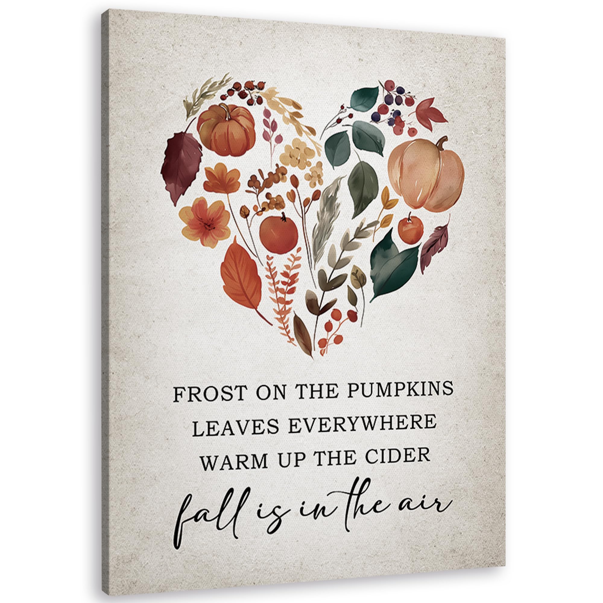 TLESKE Rustic Fall Botanical Wall Art Room Decor, Aesthetic Autumn Pumpkins Leaves Canvas Wall Art Prints for Farmhouse Living R