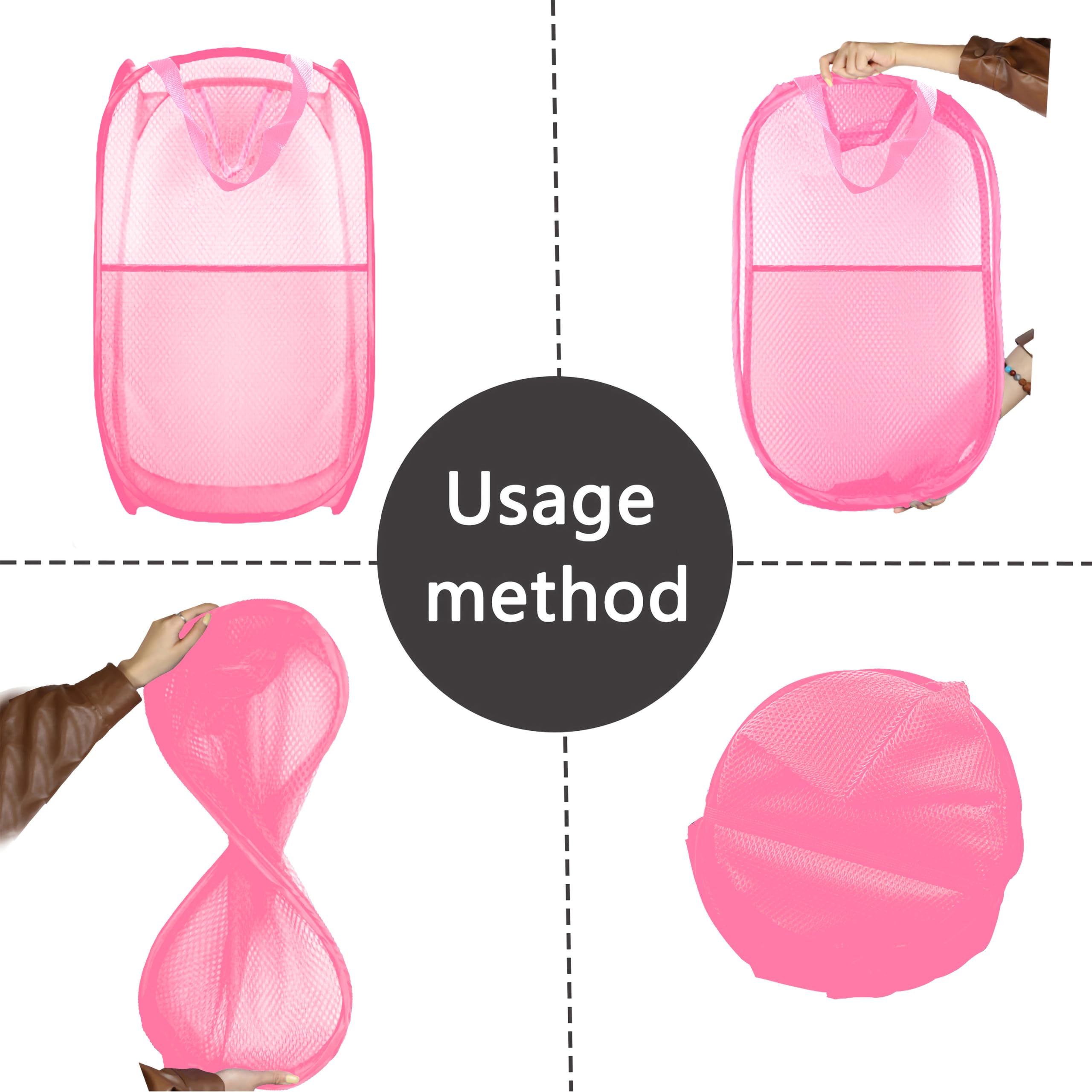 Buyongwant Collapsible Pop Up Laundry Hamper, Mesh Foldable Laundry Basket Bag, Extra Large - 28'' X 16'' X 16'', 2 Pack (Black