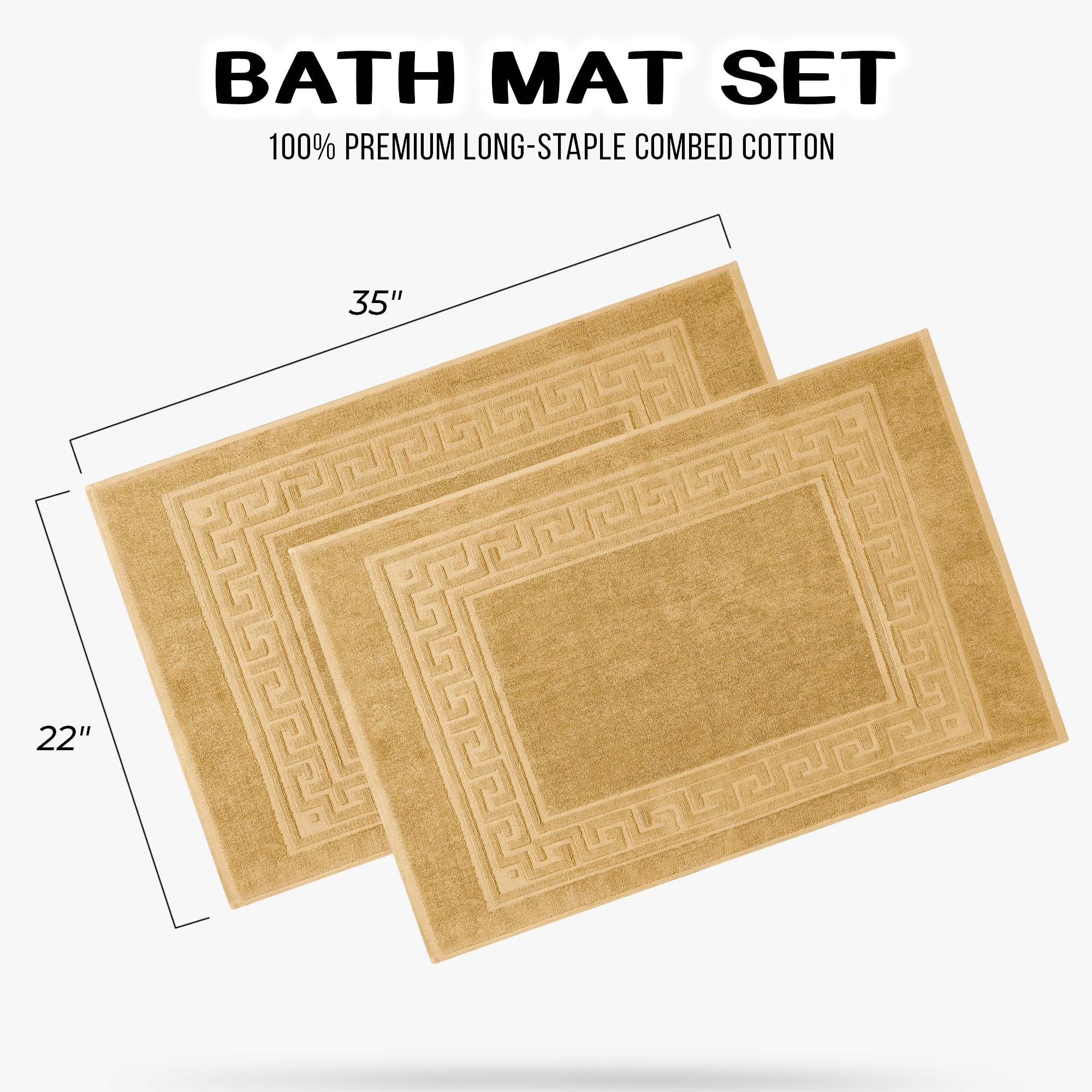 Superior Hotel & Spa Quality Bath Mat Set Of 2, Made Of Long-Staple Combed Cotton, Durable And Washable 100% Cotton Bathroom Mat
